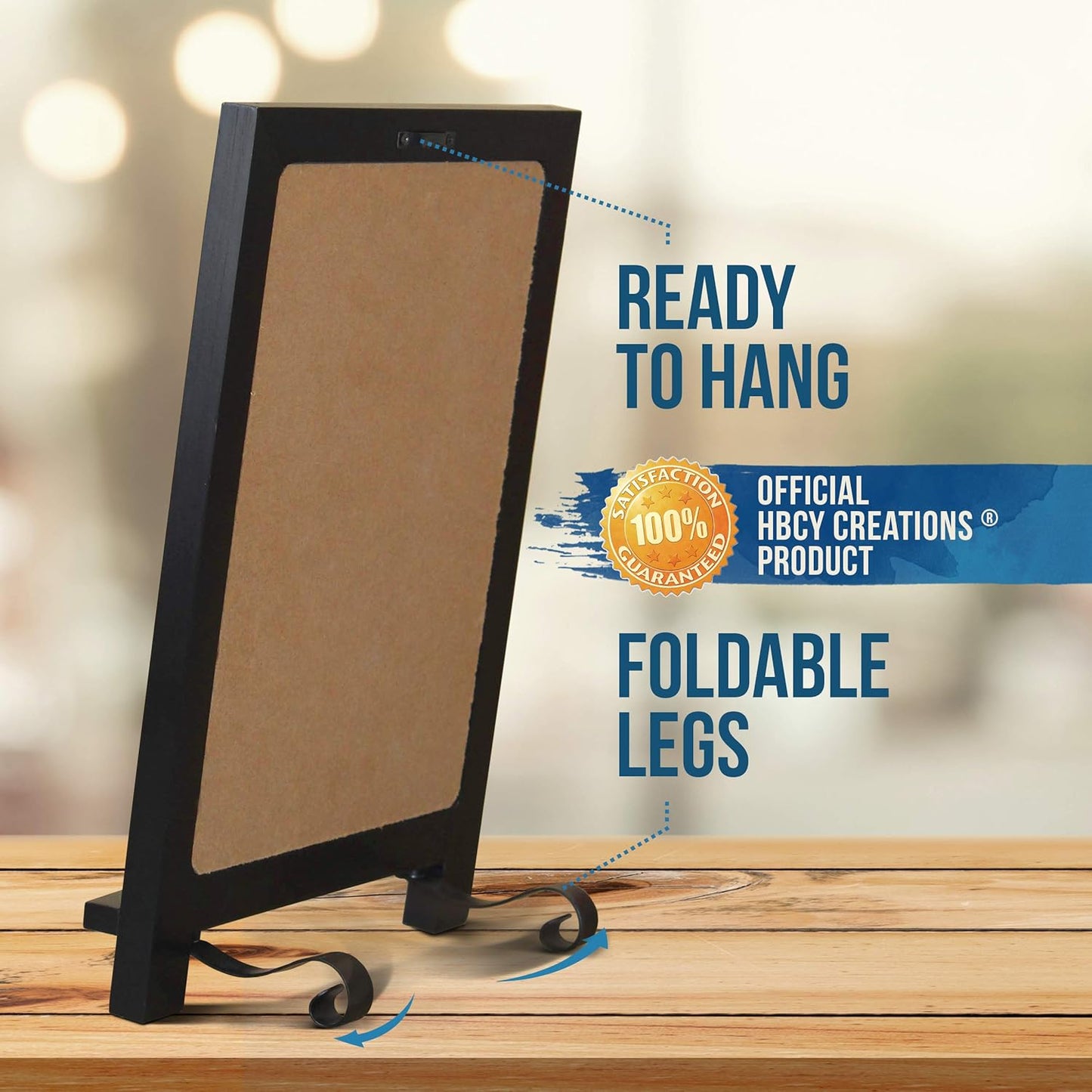 HBCY Creations Black Wooden Tabletop Chalkboard with Legs/Vintage Wedding Table Sign/Small Kitchen Countertop Memo Board/Antique Wooden Frame (9.5” x 14” Inches) (4 - Black)