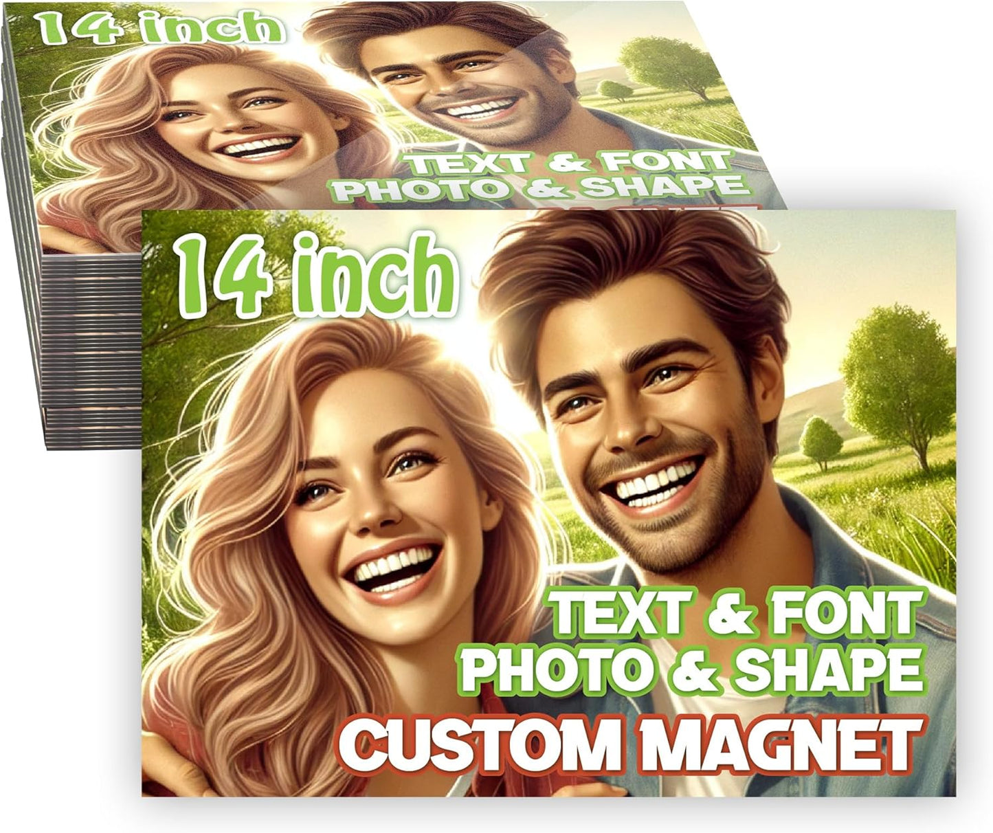 KETABAO – 14" Customizable Rectangle Magnetic Photo Frames - add Your Image to Your Refrigerator, Storage Cabinet or car Magnet