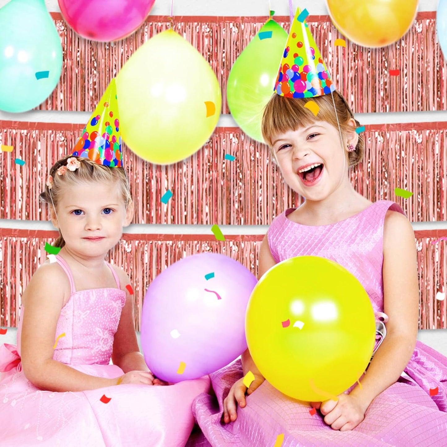 3 Pack 10 Long Rose Gold Metallic Foil Fringe Garland Wall Hanging Tassle Banner, Mother's Day, Easter, Parade Floats, Birthday, Theme Party, Wedding Party Decorations