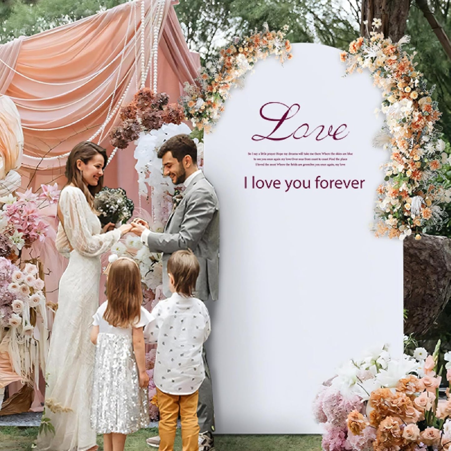 Arch Backdrop Stand Cover 5Ft White Thick Spandex Fabric Arch Backdrop Cover High Elasticity Fitted Round Top for Wedding Birthday Party Baby Shower Garden Decoration