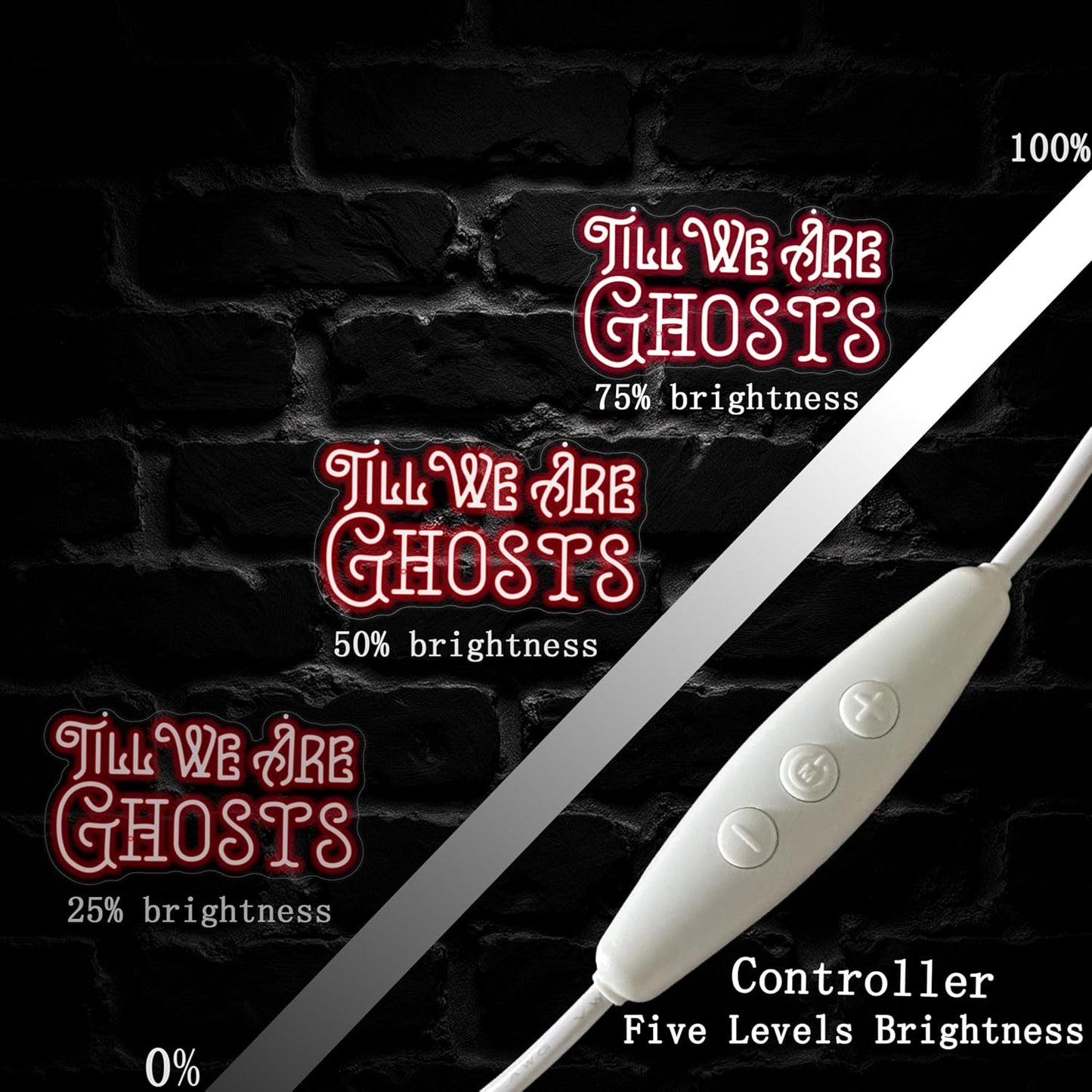 Til We Are Ghosts Neon Sign Halloween Party LED Neon Light Home Decor Gothic Wedding Backdrop Decoration Personalized Gift, Valentines Gift Birthday Party, Anniversary Engagement Gift-Red