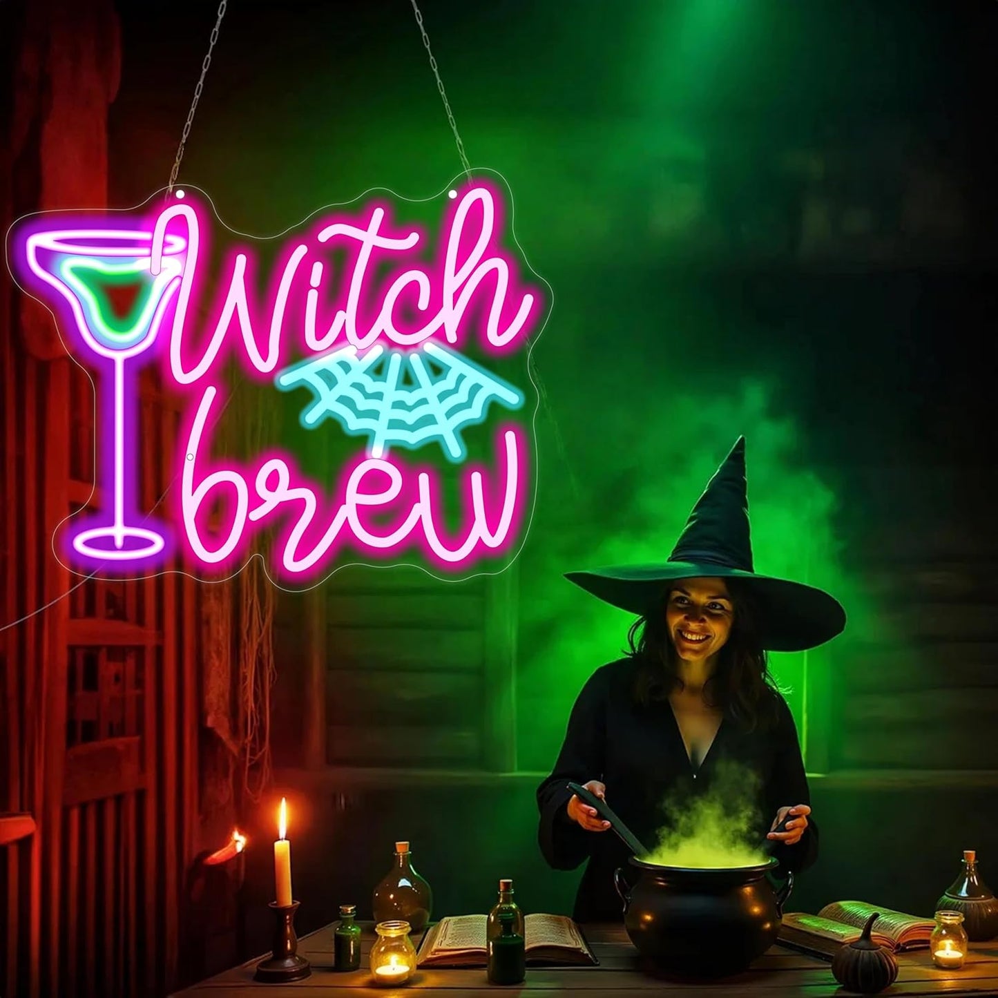 Witch Brew Neon Sign, Witches LED Light, Halloween Neon Sign, Gothic Decor Sign, Horror Decor Sign for Room Halloween Party Musical Led Sign for Wall Art Decor Gifts for Witch Fans Lovers