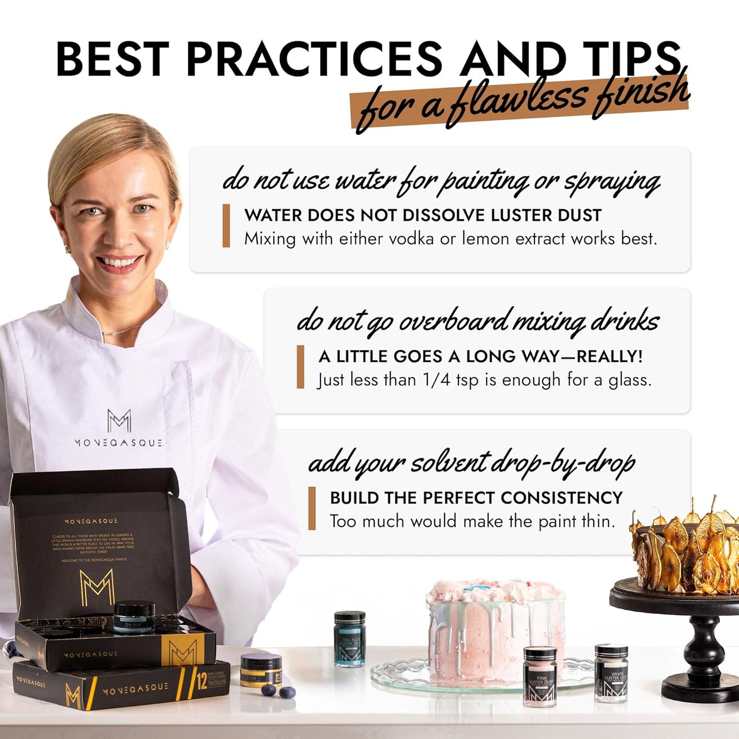 MONÉGASQUE Bronze Edible Glitter for Drinks 7g – Copper Edible Glitter for Cakes & Cocktails – Luster Dust for Drinks, Cocktail, & Chocolate – Drink Shimmering Bronze – Halloween Cake Decorations