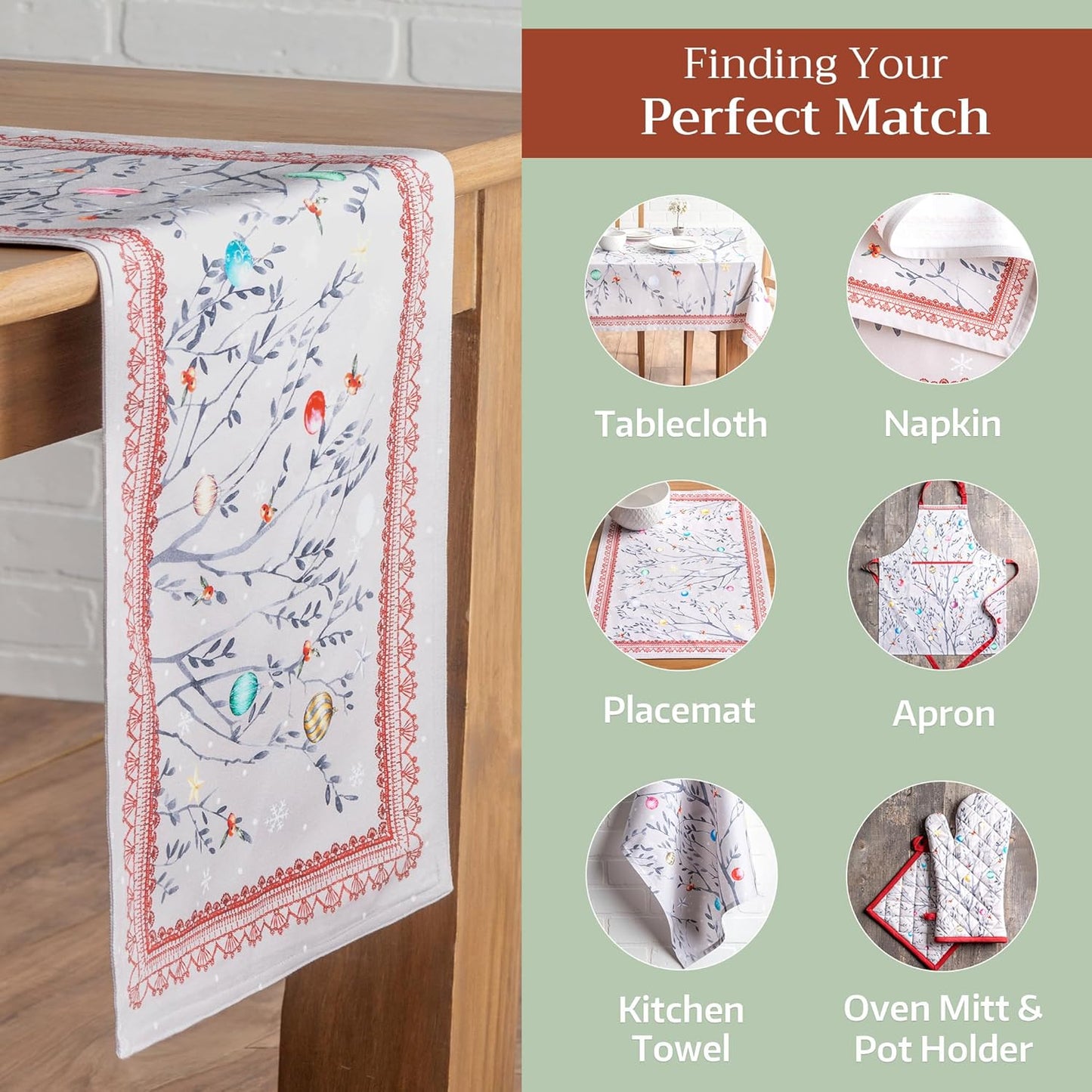 Maison d' Hermine Table Runner 100% Cotton Double Layer Table Runners 108 inches Long for Thanksgiving Christmas Decorations Home Kitchen Dining Party Wedding (Fairy Christmas, 14.5" x 108")