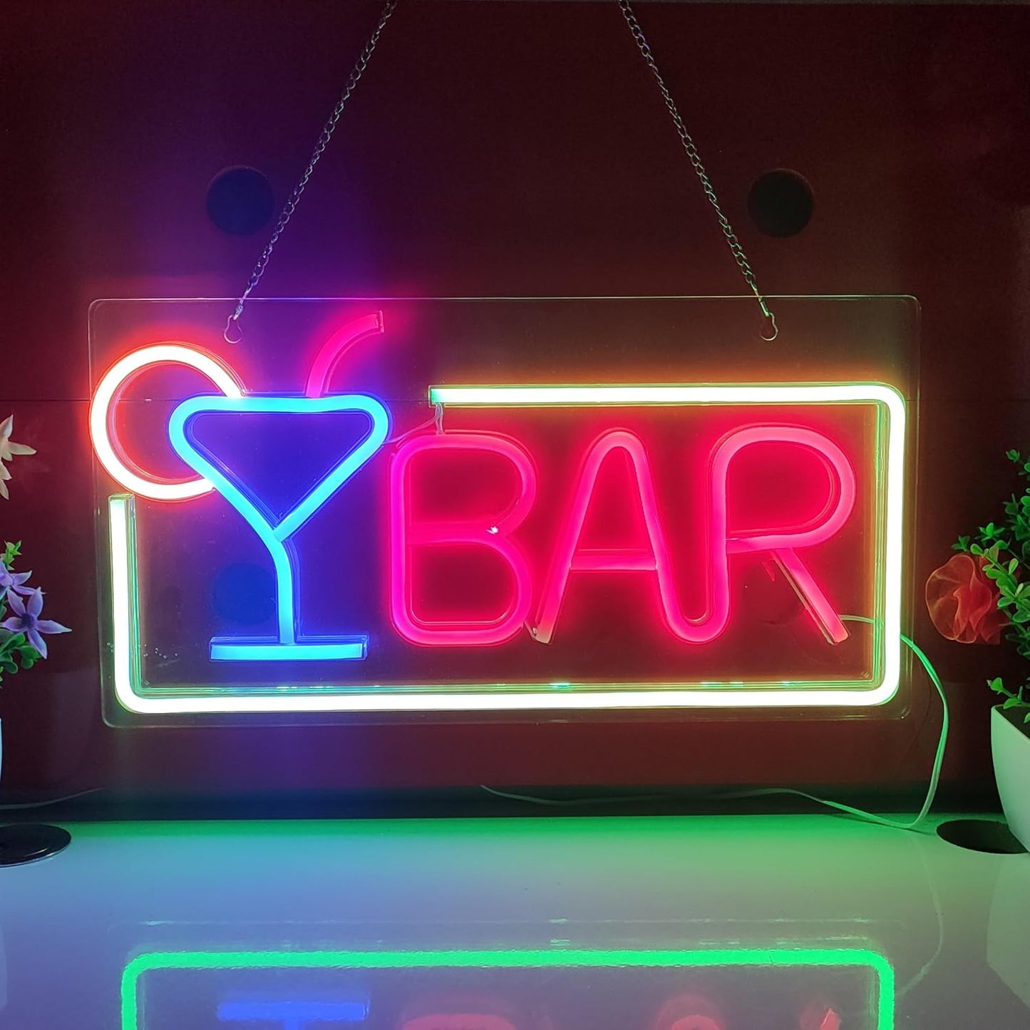 JYWJ BAR Neon Sign,USB Interface With Switch,Decorations For Bedroom,Bars,Commercial Venues,And Various Holiday Parties BAR Neon Light (Red+Green)