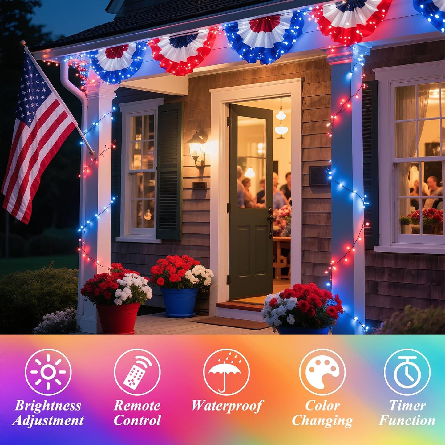 Lovelite 164FT Christmas Lights Outdoor, 35 Colors Changing 500 LED String Lights Green Wire Remote Timer, Waterproof Halloween Light for Indoor Outdoor Holiday Party Xmas Tree Wedding Decor