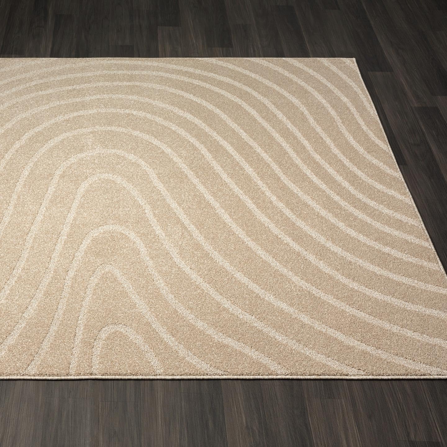 LUXE WEAVERS Modern Geometric Wave Beige 2x3 Area Rug