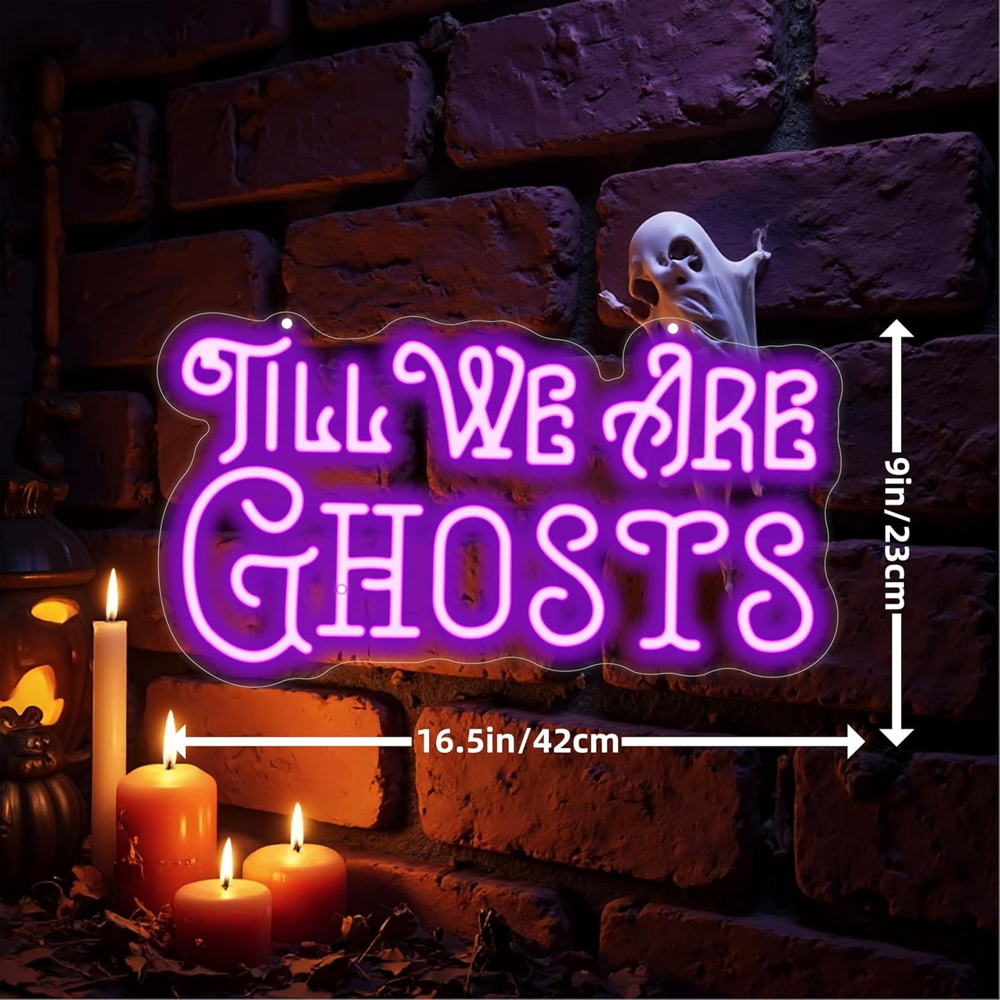 Til We Are Ghosts Neon Sign Halloween Party LED Neon Light Home Decor Gothic Wedding Backdrop Decoration Personalized Gift, Valentines Gift Birthday Party, Anniversary Engagement Gift-Purple