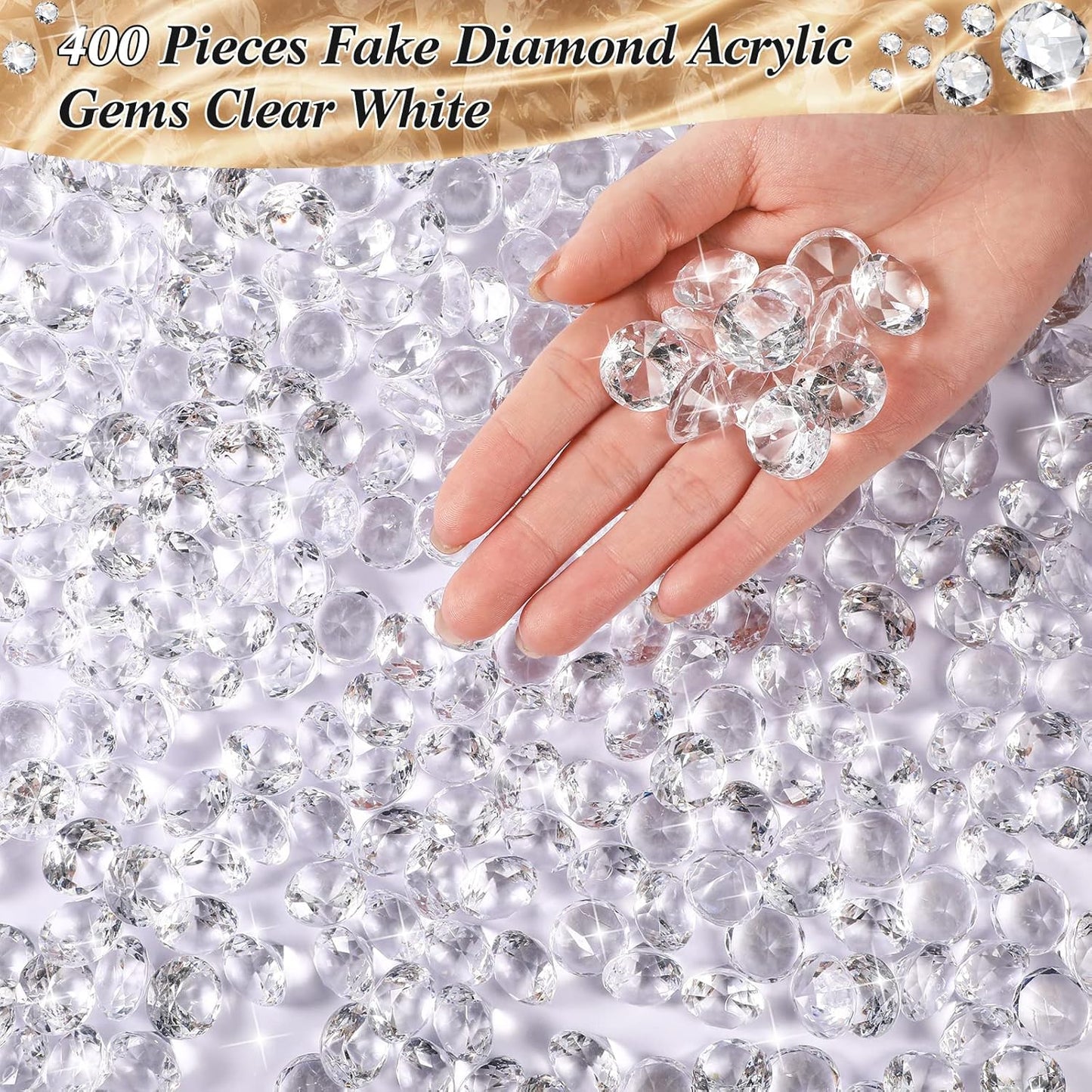 400 Pcs 0.8 Inch 20mm Clear Fake Diamonds Wedding Table Diamond Decor Scattering Crystal Diamonds for Decoration Vase Filler Jewelry for Wedding Anniversary Engagement Bridal Shower Party Decors
