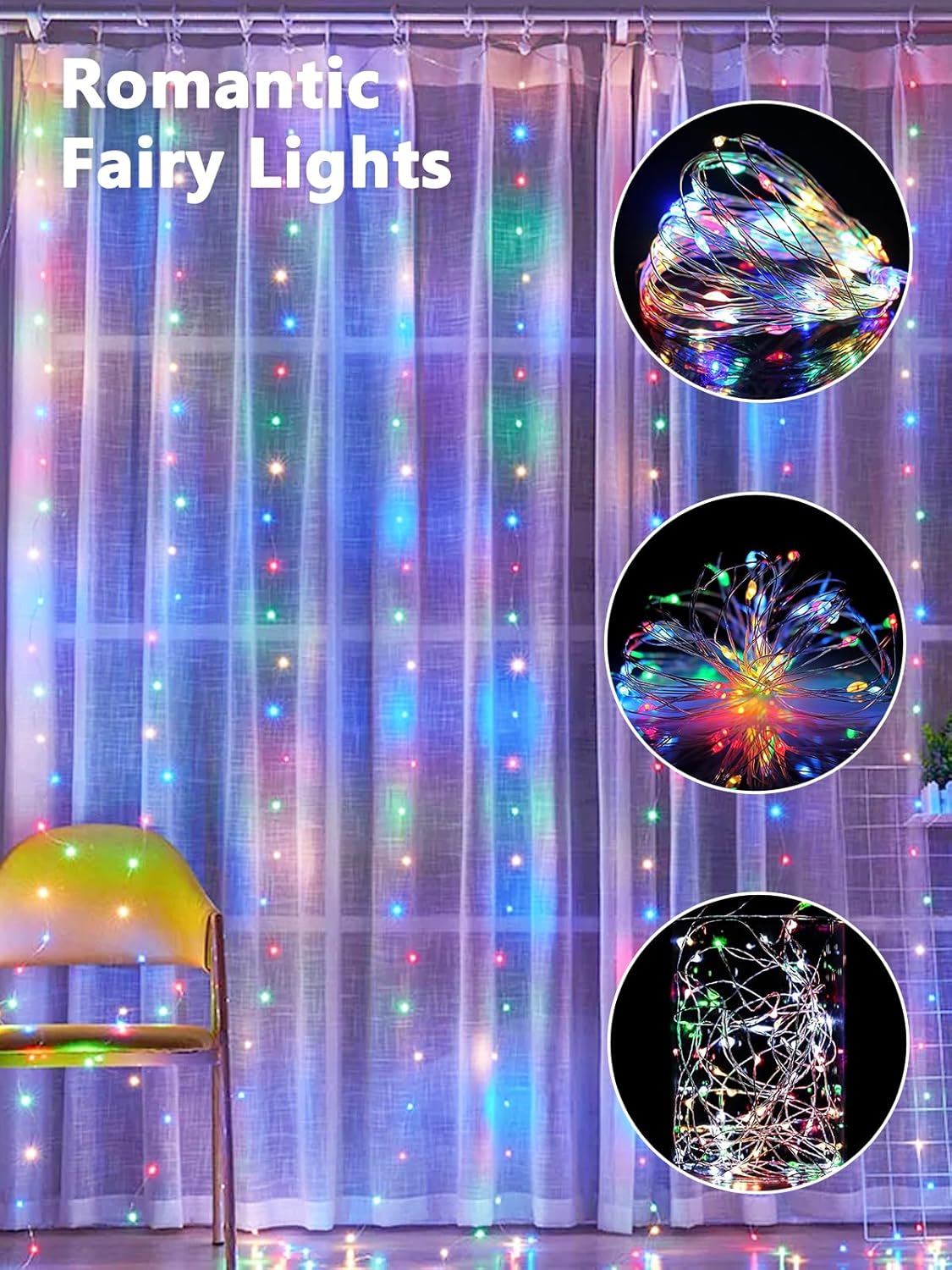 4 Pack Fairy Lights Battery Operated with Remote Control Timer, 26 FT 80 LED String Lights Outdoor Indoor, 8 Mode Twinkle Lights for Christmas Party Wedding Birthday Bedroom Decorations (Multicolor)