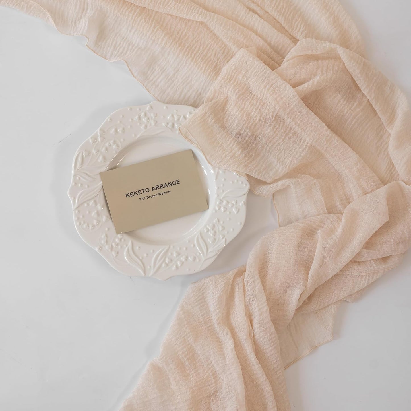 Beige Gauze Rustic Cheesecloth Table Runner 120 Inch 10 FT for Wedding Baby Shower Bridal Shower Birthday Engagement Garden Outdoor Party Long Sheer Boho Decorations