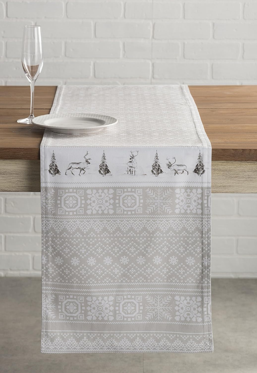 Maison d' Hermine Table Runner 100% Cotton Single Layer Table Runners 90 inches Long for Thanksgiving Christmas Decorations Home Kitchen Dining Party Wedding (Cozy Christmas, 14.5" x 90")