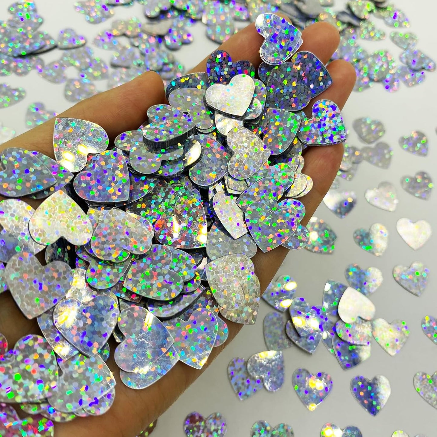 Confetti Heart Metallic Confetti Party Table Decoration Sprinkles DIY for Valentine's Day Wedding Birthday Engagement Bachelorette Theme Party Celebrations Favor Supplies(Heart Silver)