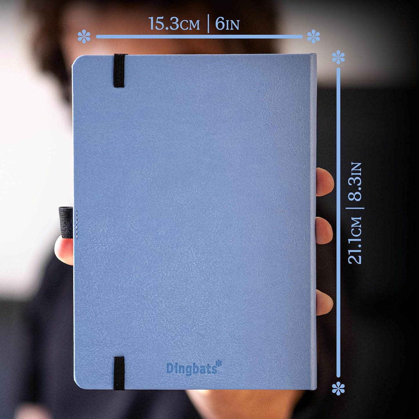 Dingbats* Earth Dotted Writing Journal Notebook A5 - Vegan Leather Hardcover - Ideal for Work, Travel - Pocket, Elastic Closure & Bookmark