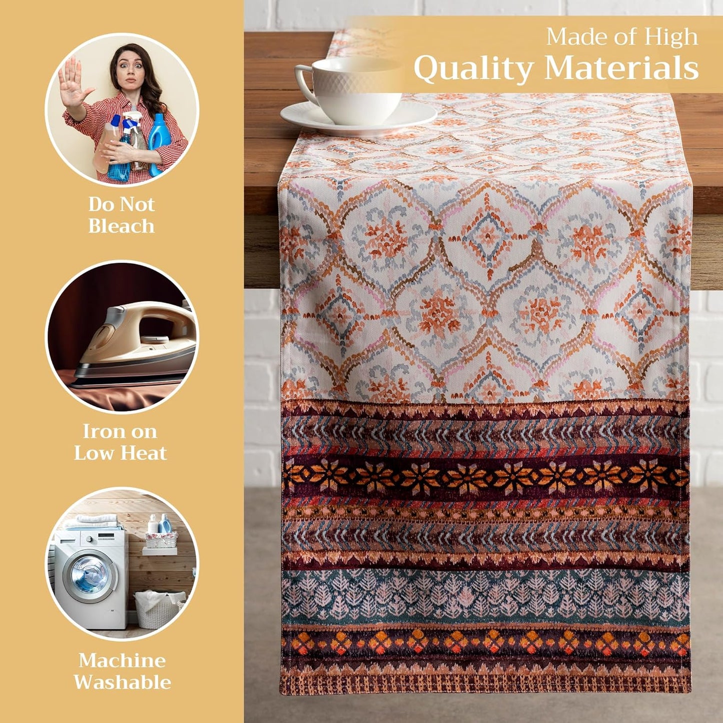 Maison d' Hermine Table Runner 100% Cotton Double Layer Table Runners 72 inches Long for Thanksgiving Christmas Decorations Home Kitchen Dining Party Wedding (Fair Isle, 14.5" x 72")