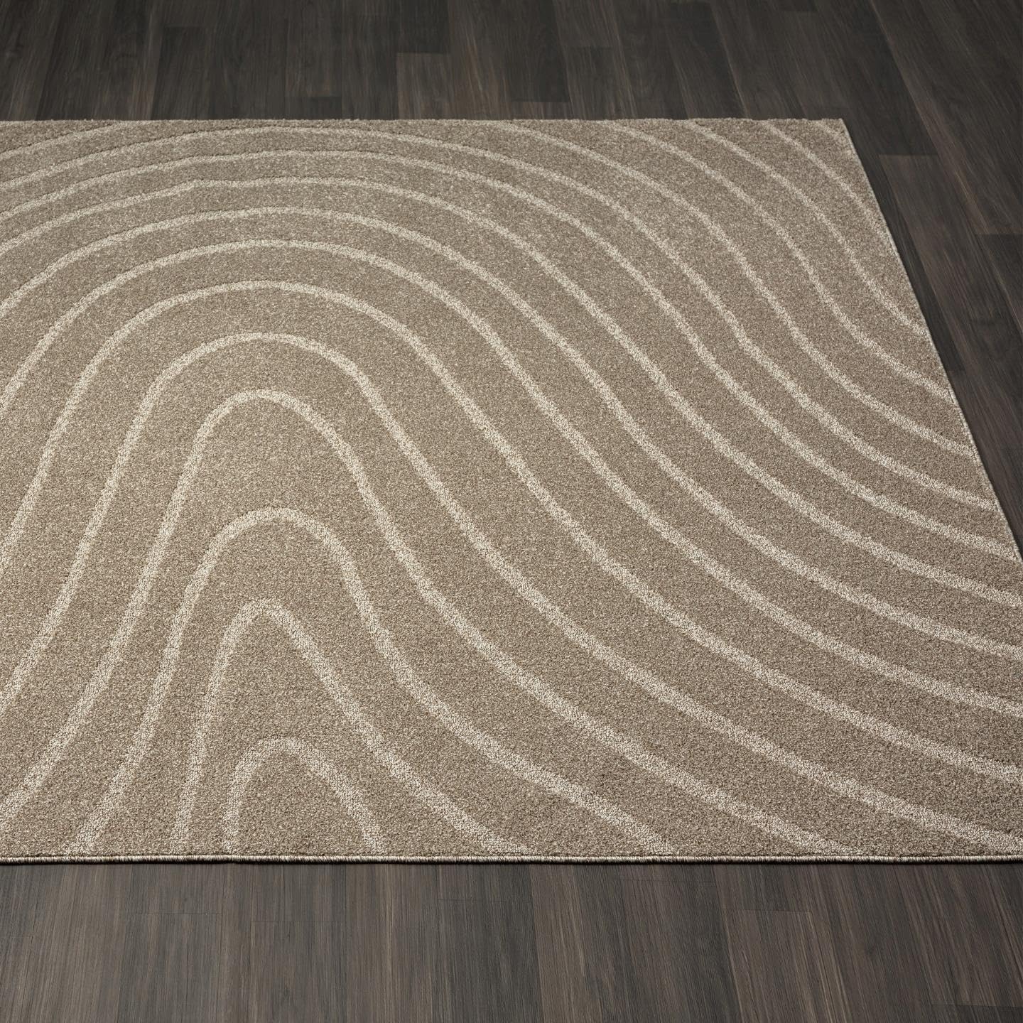 LUXE WEAVERS Modern Geometric Wave Taupe 5x7 Area Rug
