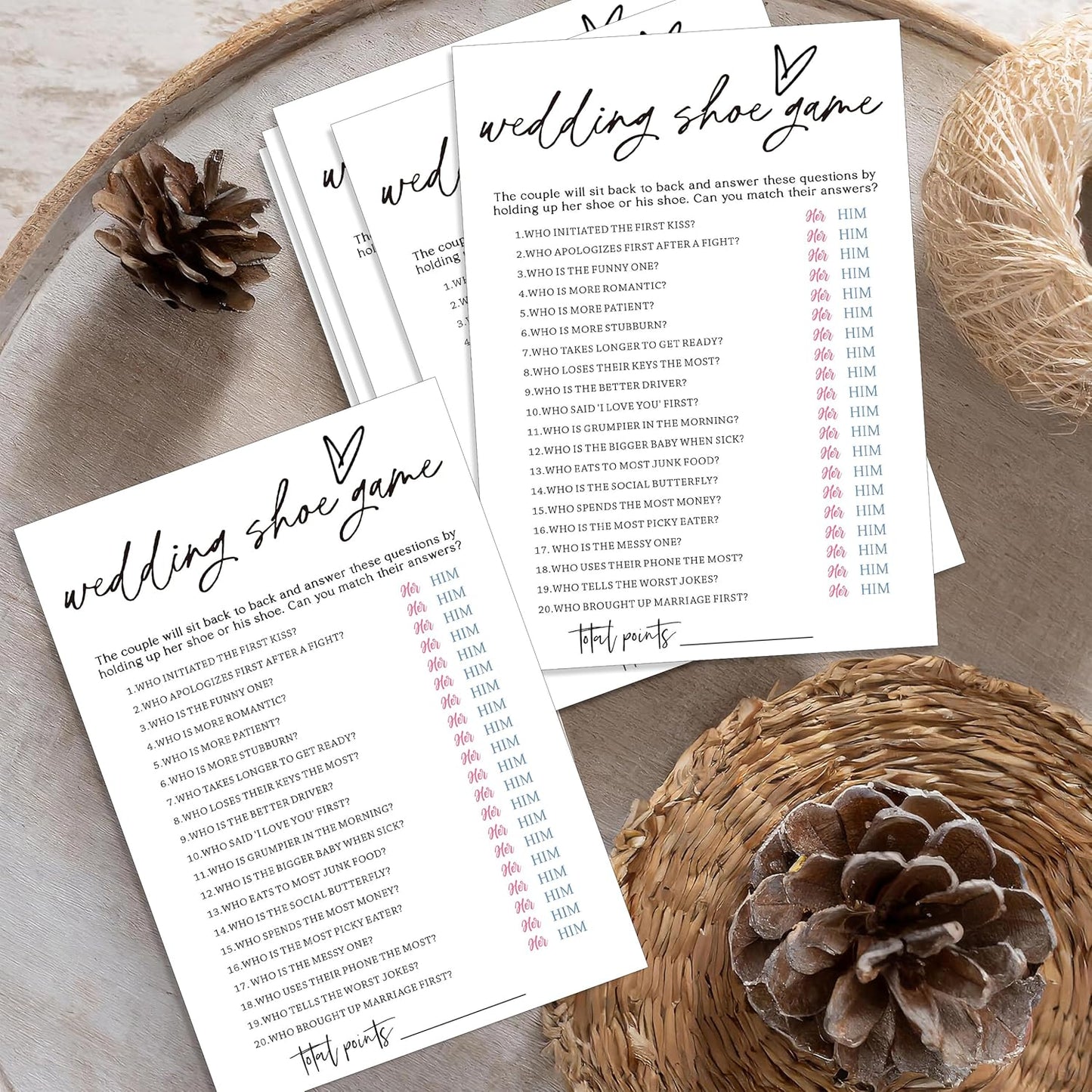 Fun Wedding Games Set - 25 Bridal Shower Games Cards, Engaging Bridal Party Entertainment for Wedding Shower, Engagement Party & Reception Fun a Must-Have for Minimalist Newlywed Game - A06