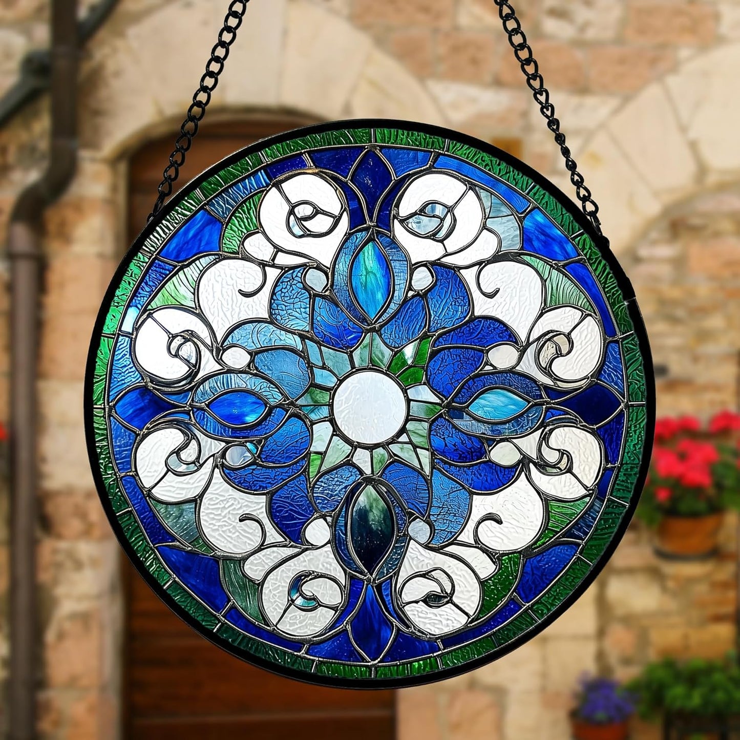 Stained Glass Window Hanging, Boho Style Sun Catchers Diamond Glass Panel Hangings Tiffany Suncatcher Decor for Birthday for Women, Men, Wife, Aunt, and Mom 6.3 in