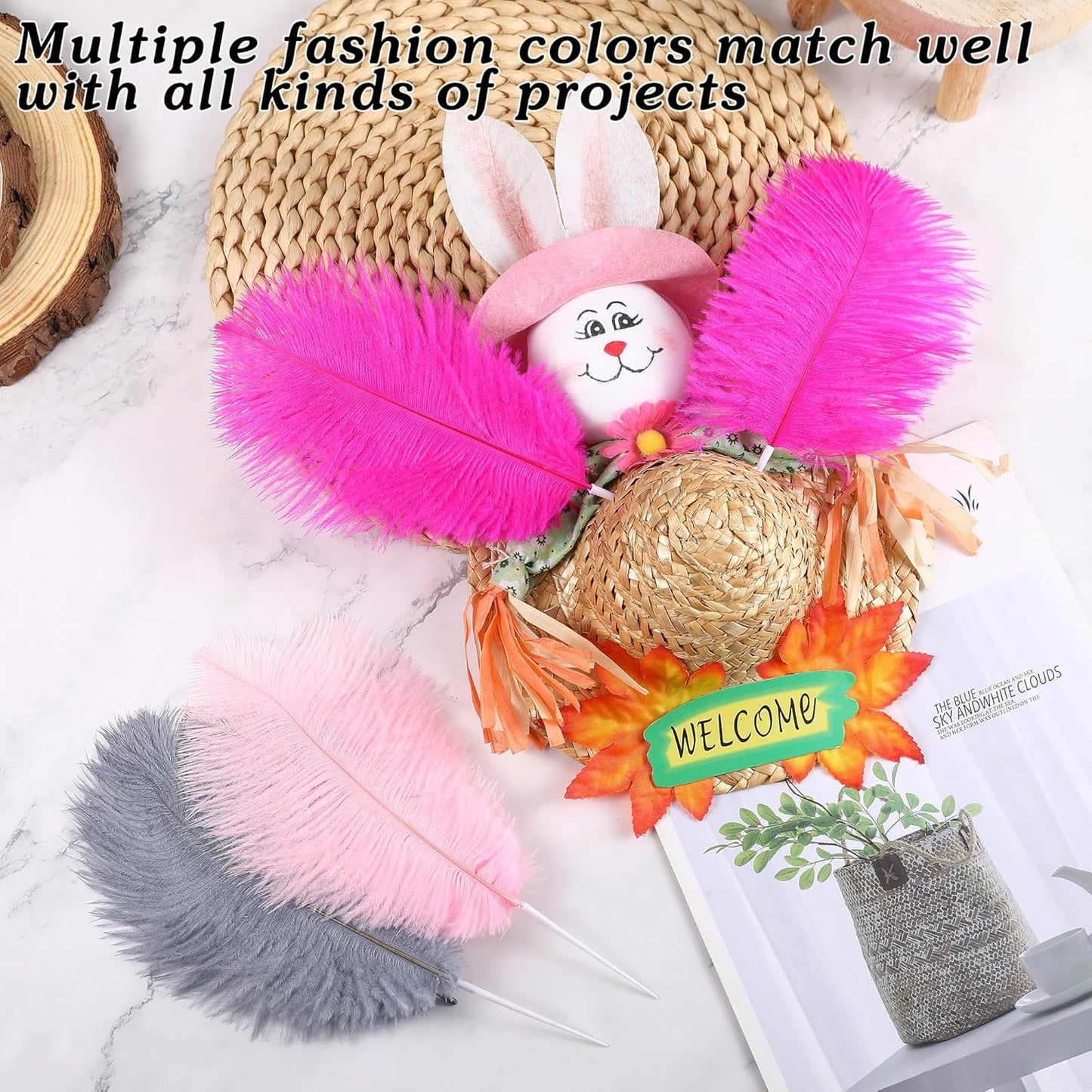 SOGUGOM Fuchisa Craft Ostrich Feathers - 30PCS 6-8 inch Bulk Ostrich Feathers Kit for Centerpieces, Dream Catchers, Hats and DIY Projects(Fuchisa)