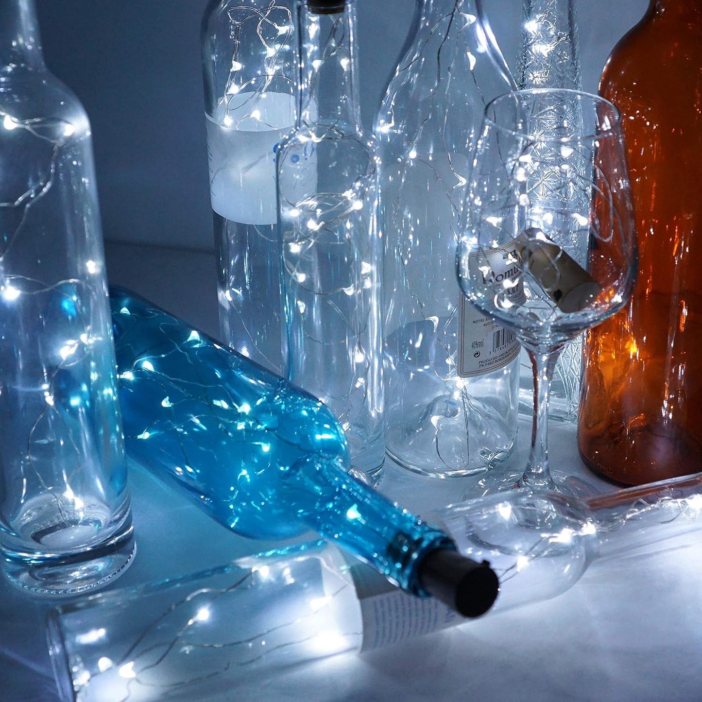 Wine Bottle Lights with Cork, Battery Operated 20 LED Cork Shape Silver Wire Colorful Fairy Mini String Lights(No Bottles) for DIY, Party, Decor, Christmas, Halloween,Wedding (3, Cool White)
