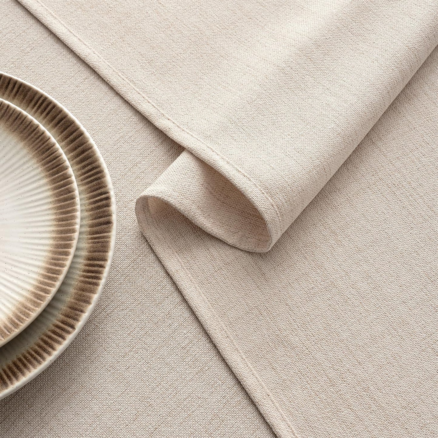 MIULEE Ivory Linen Tablecloth 60x120 Inch Rectangle Table Cloth Waterproof,Stain Resistant & Wrinkle Resistant for Dining Party Wedding