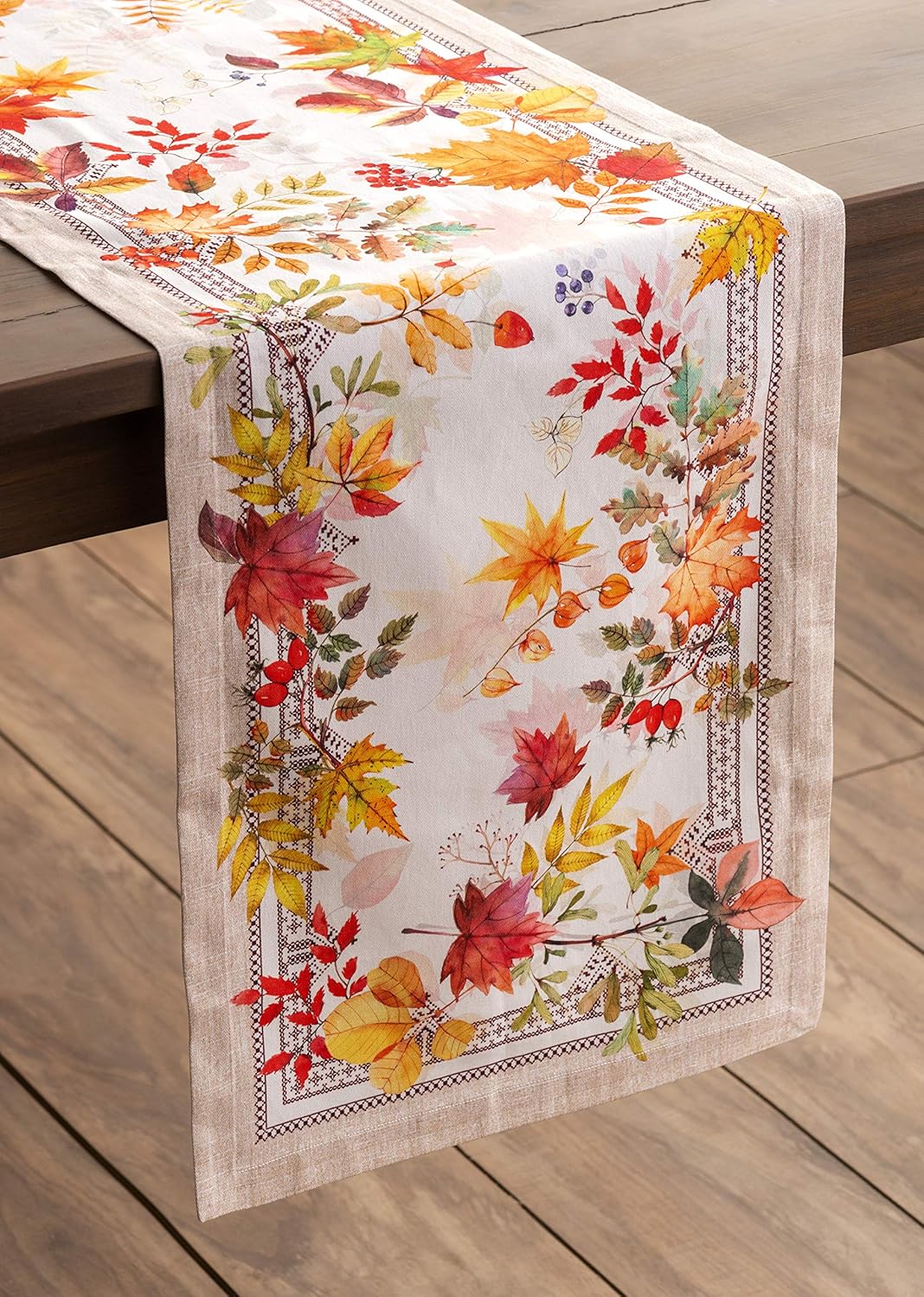 Maison d' Hermine Table Runner 100% Cotton Single Layer Table Runners 90 inches Long for Thanksgiving Christmas Decorations Home Kitchen Dining Party Wedding (Amarante, 14.5" x 90")