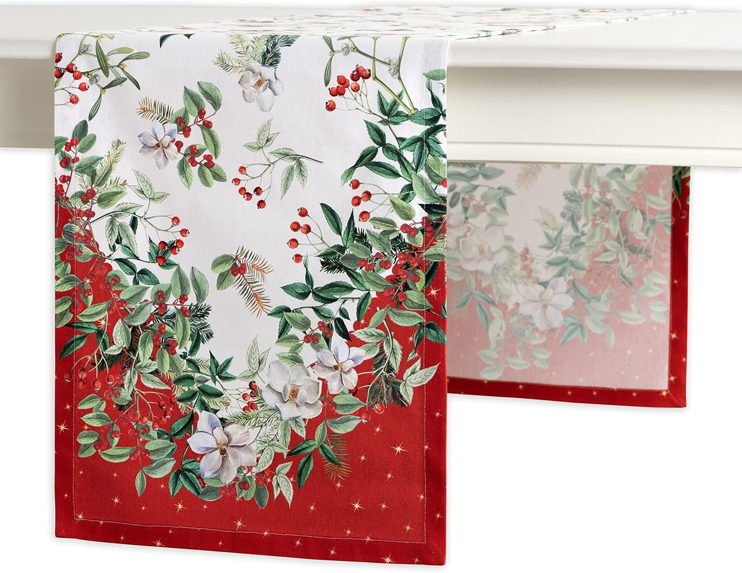 Maison d' Hermine Table Runner 100% Cotton Single Layer Table Runners 108 inches Long for Thanksgiving Christmas Decorations Home Kitchen Dining Party Wedding (Noel, 14.5" x 108")