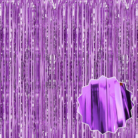 6 Pack Light Purple Foil Fringe Curtains Backdrop, 3.28 x 8.2 Ft Metallic Streamers Tinsel Curtains Background for Photo Booth, Birthday, Weddings, Carnivals, Graduation, Themed Party Decorations