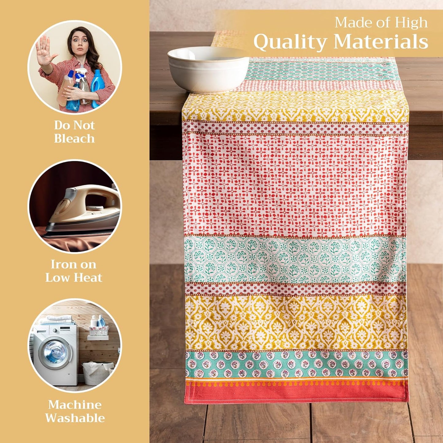 Maison d' Hermine Table Runner 100% Cotton Double Layer Table Runners 72 inches Long Decorative for Home Kitchen Dining Party Baby Shower Wedding Bridal Shower Spring Summer (Provence, 14.50" x 72")