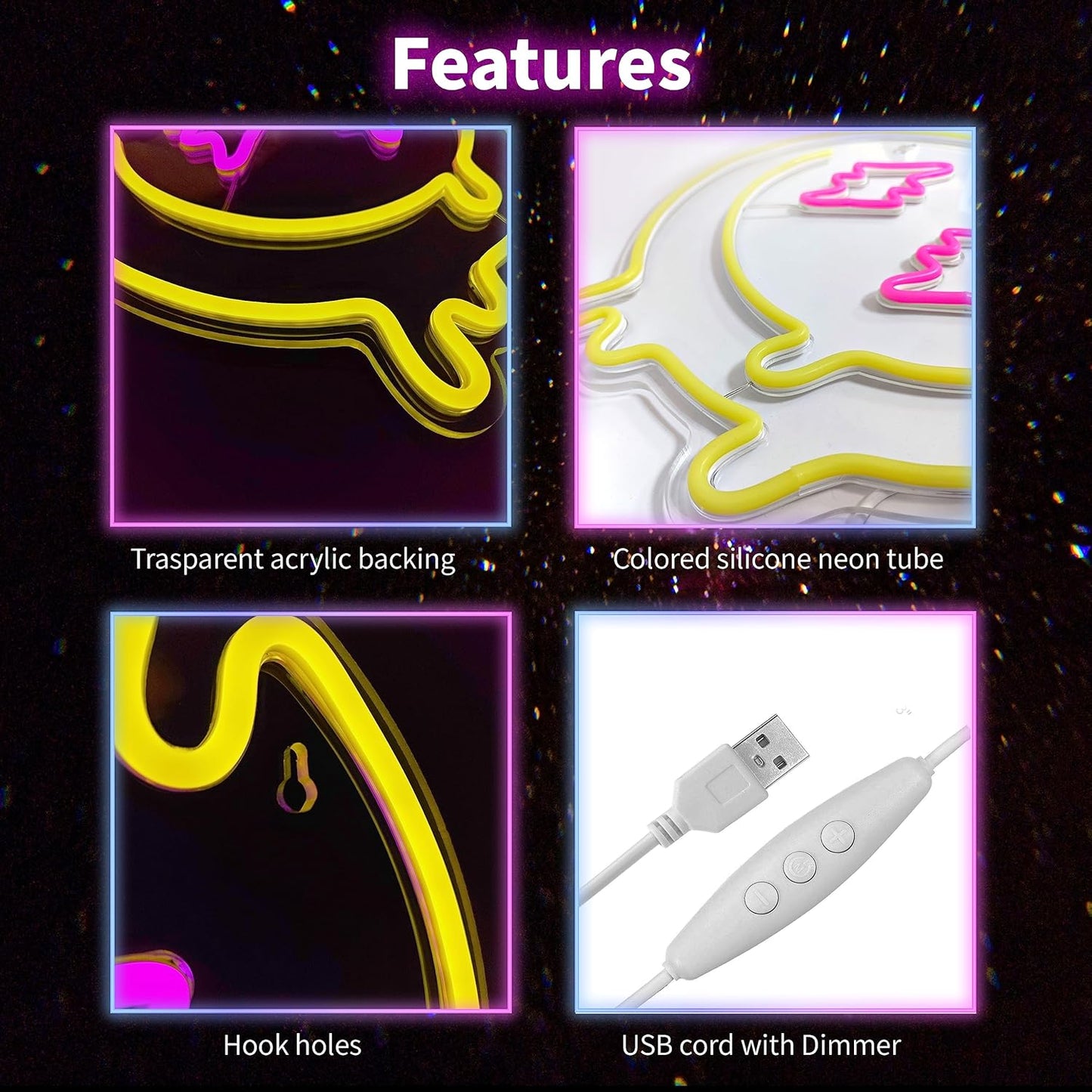 Melting Smile Face Neon Sign Dimmable Melted Smiling Face Neon Signs for Wall Decor Neon Smile Light Signs for Kids Room Party Bedroom Wall Art Decor USB Powered Holiday Gift