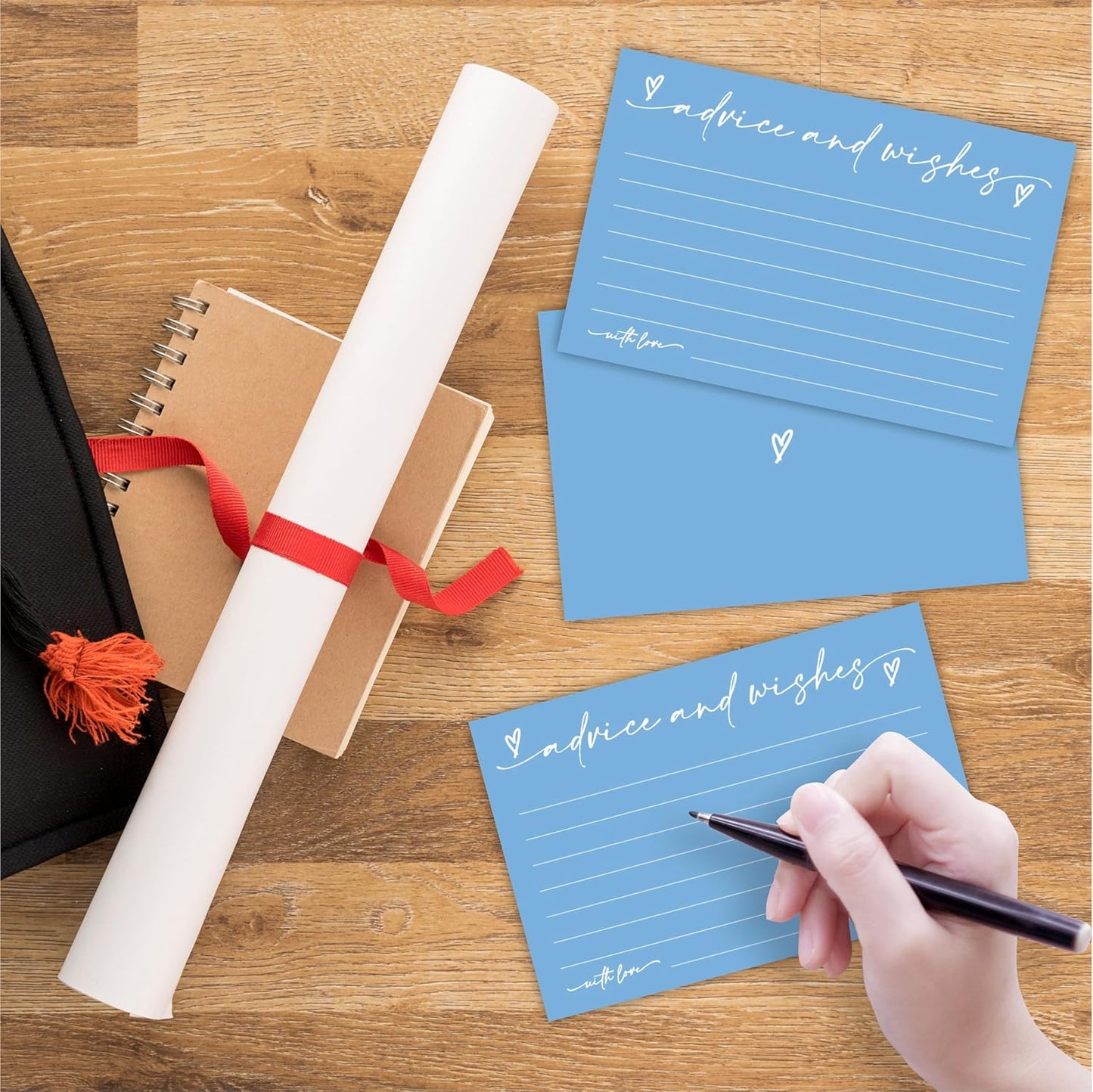 30 Advice & Wishes Cards - Sky Blue - Double Sided Fill-In Advice Cards For Bridal, Wedding, Graduate Party, Mr & Mrs, Retirement, Baby Shower, Party Favor & Supplies - B04
