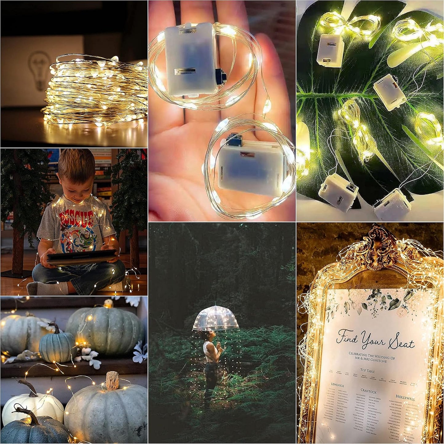 20 Pack Fairy Lights Battery Operated 60 Extra Batteries, 3 Modes 6.5ft 20 LED Mini String Lights, Waterproof Silver Wire Firefly Starry Lights for DIY Wedding Christmas Party, Warm White