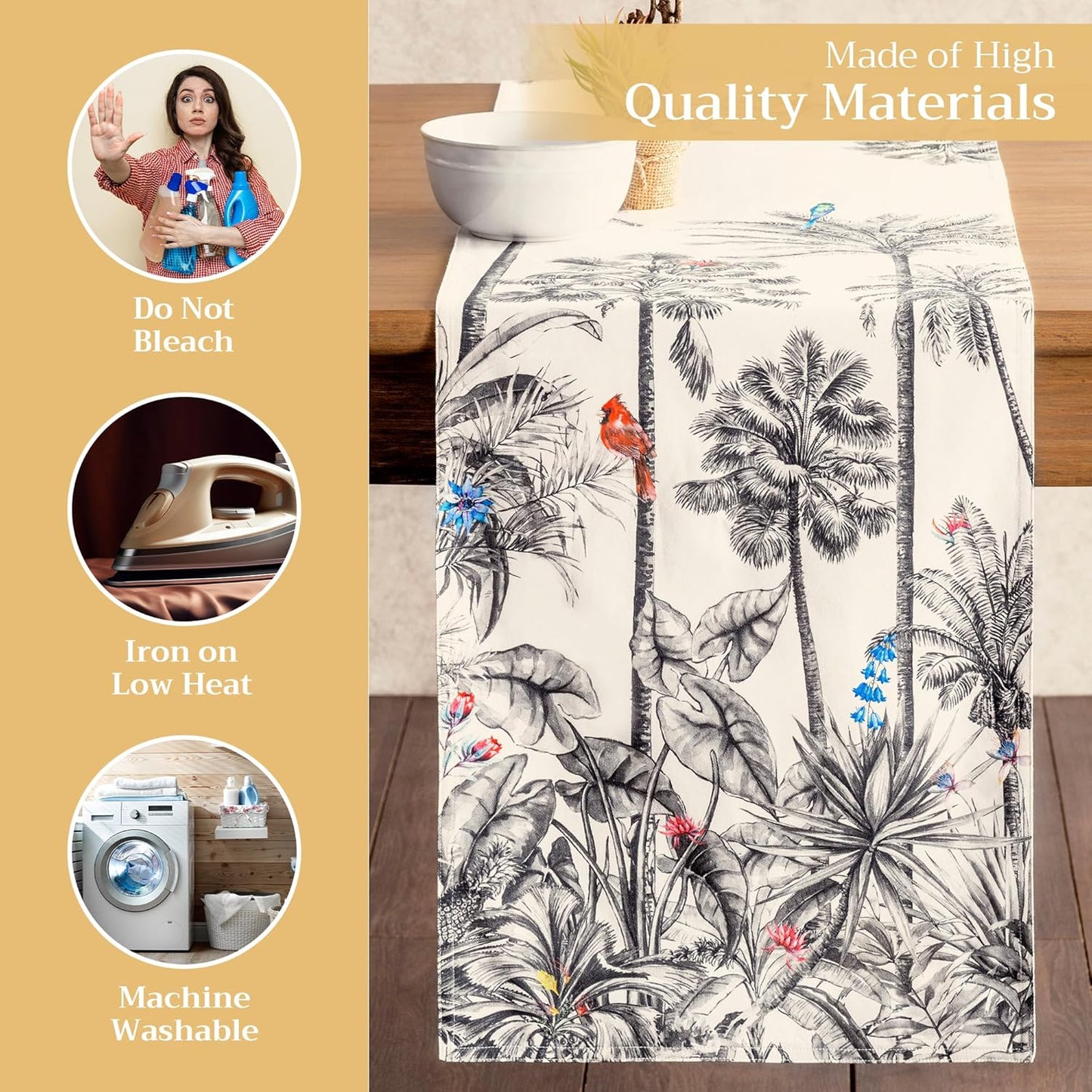 Maison d' Hermine Table Runner 100% Cotton Double Layer Table Runners 108 inches Long for Thanksgiving Christmas Decorations Home Kitchen Dining Party Wedding (Amazonia, 14.5" x 108")