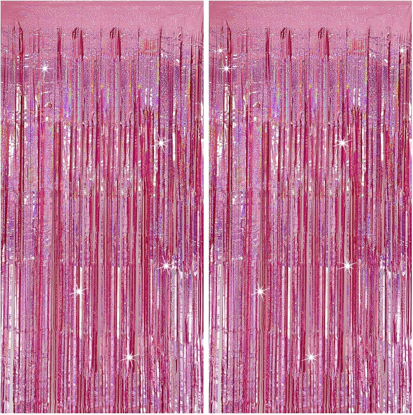 Tinsel Curtain Party Backdrop Pink Birthday Decorations 2 Packs Glitter Foil Fringe Curtain Party Decor Streamers Photo Booth for Birthday Christmas Wedding Halloween Graduation Decorations