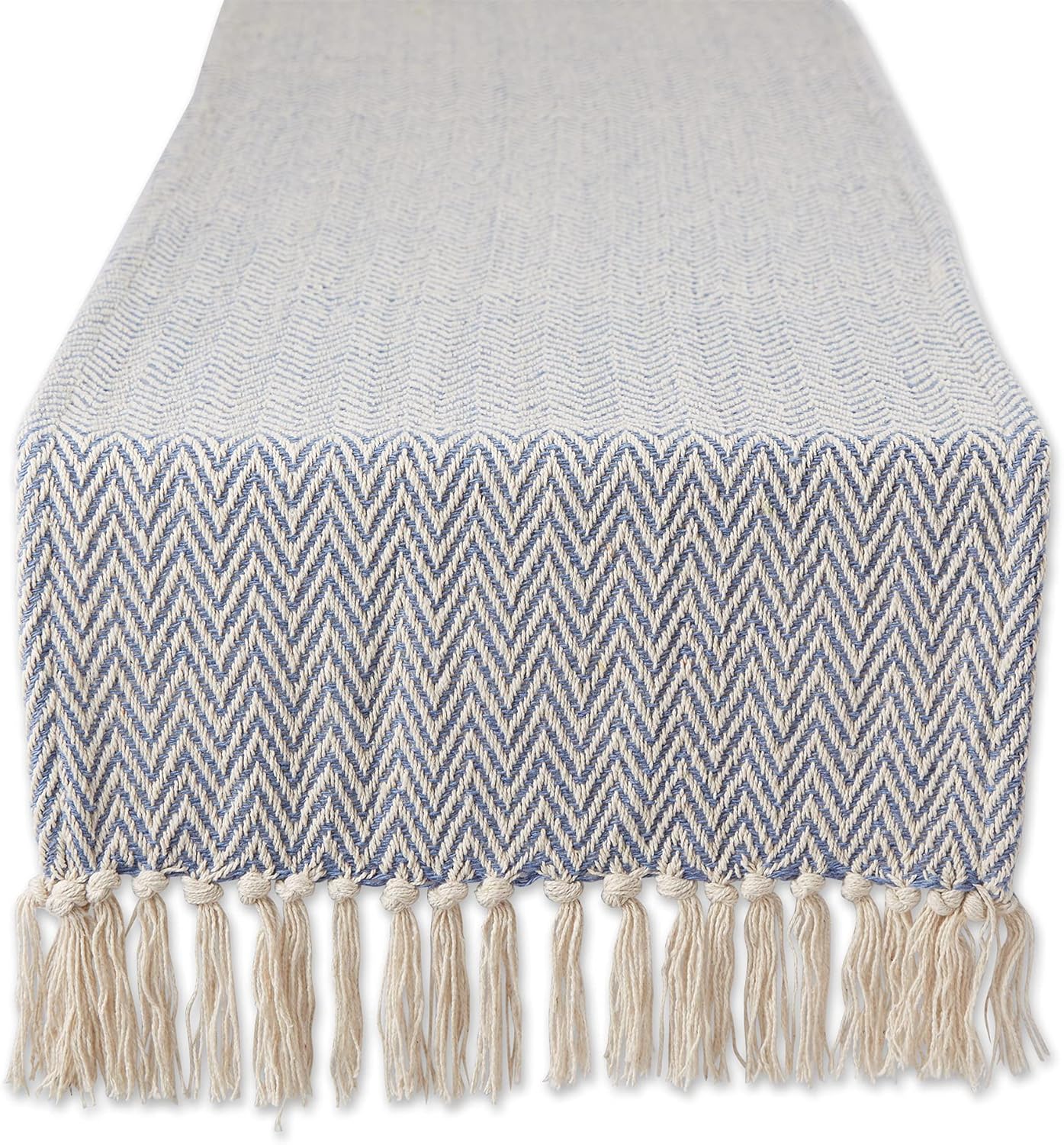 DII Woven Basic Tabletop Collection, Chevron Table Runner, 15x108, Stone Blue
