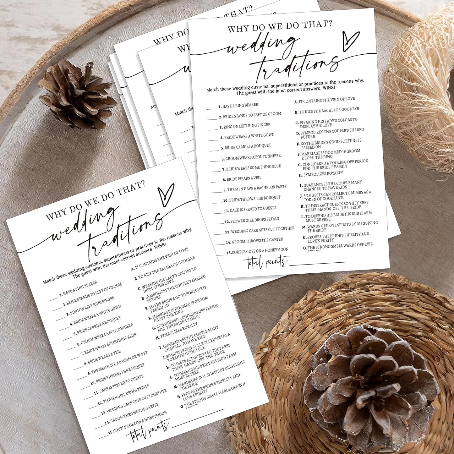 Fun Wedding Games Set - 25 Bridal Shower Games Cards, Engaging Bridal Party Entertainment for Wedding Shower, Engagement Party & Reception Fun a Must-Have for Minimalist Newlywed Game - A01