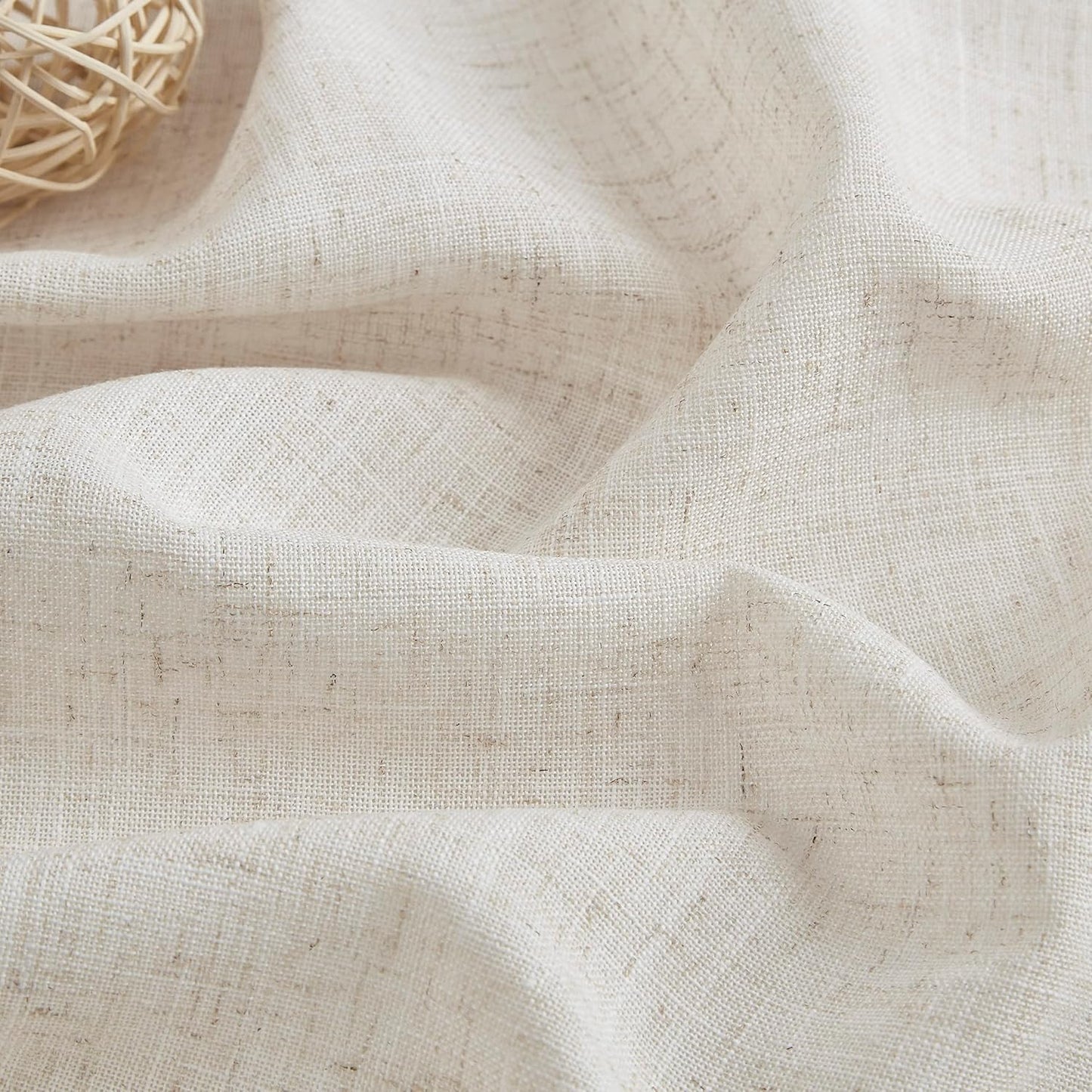 Vision Home Natural Pinch Pleated Semi Sheer Curtains Textured Linen Blended Light Filtering Window Curtains 120 inch for Living Room Bedroom Patio Pinch Pleat Drapes with Hooks 1 Panel 84" Wx120 L