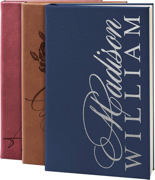 Personal Leather Journal Notebooks | 12 Design, 9 Color - Blue | Journal for Women, Men - Custom Notebook to Write in - Diary for Girls, Women - Personalized Gift Idea for Girl, Boy, Mom and Dad