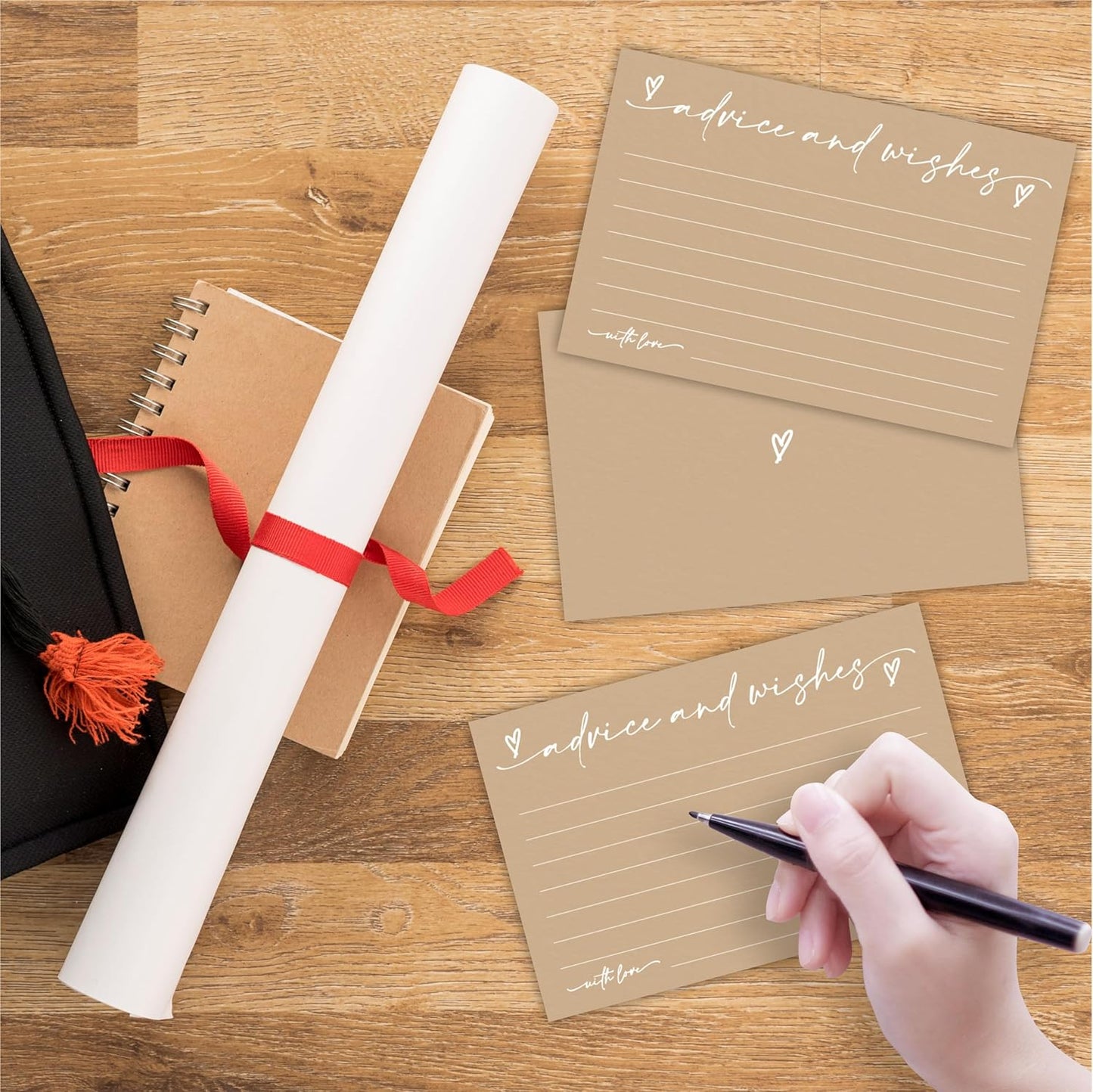 30 Advice & Wishes Cards - Minimalism Brown - Double Sided Fill-In Advice Cards For Bridal, Wedding, Graduate Party, Mr & Mrs, Retirement, Baby Shower, Party Favor & Supplies - A03