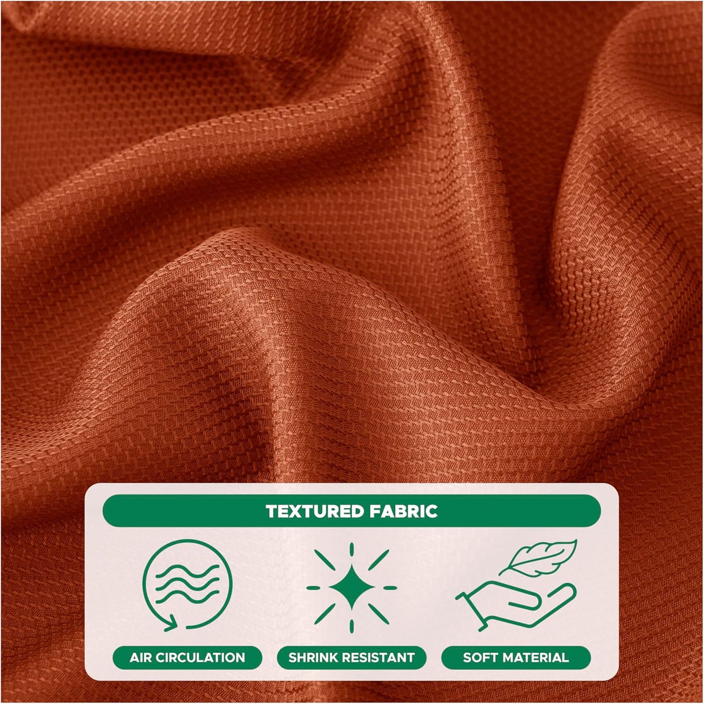 Biscaynebay Fall Tablecloth Textured Fabric Round Table Cloth 60" for Tables diameters from 28" to 48", Rust Thanksgiving Autumn Harvest Water Resistant Fabric Table Cover for Kitchen, Dining, Parties