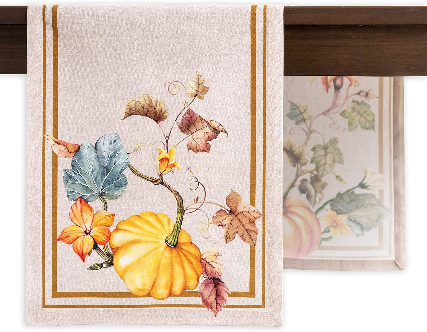 Maison d' Hermine Table Runner 100% Cotton Single Layer Table Runners 90 inches Long for Thanksgiving Christmas Decorations Home Kitchen Dining Party Wedding (Potiron, 14.5" x 90")