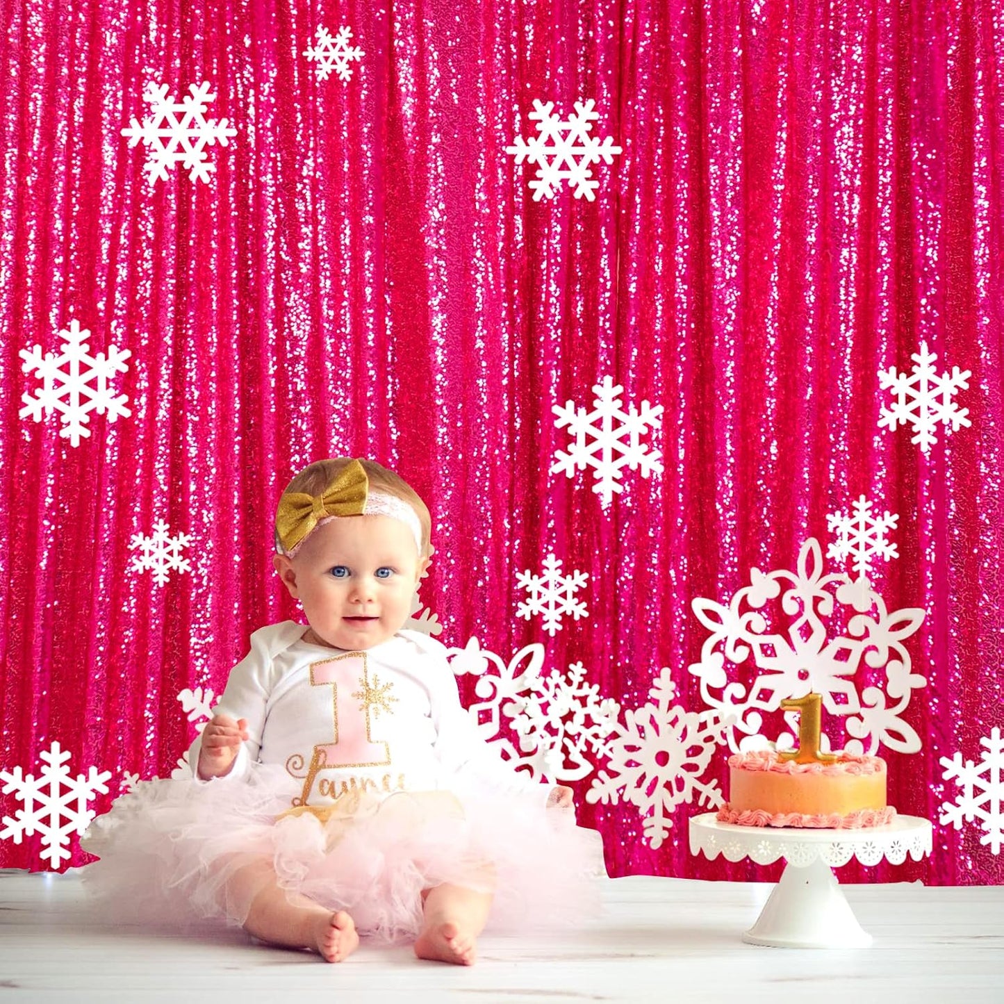 ShiDianYi Hot Pink Sequin Backdrop 6FTX8FT - Rod Pocket Photography Background for Birthday Party Wedding Baby Shower Photo Booth Decor