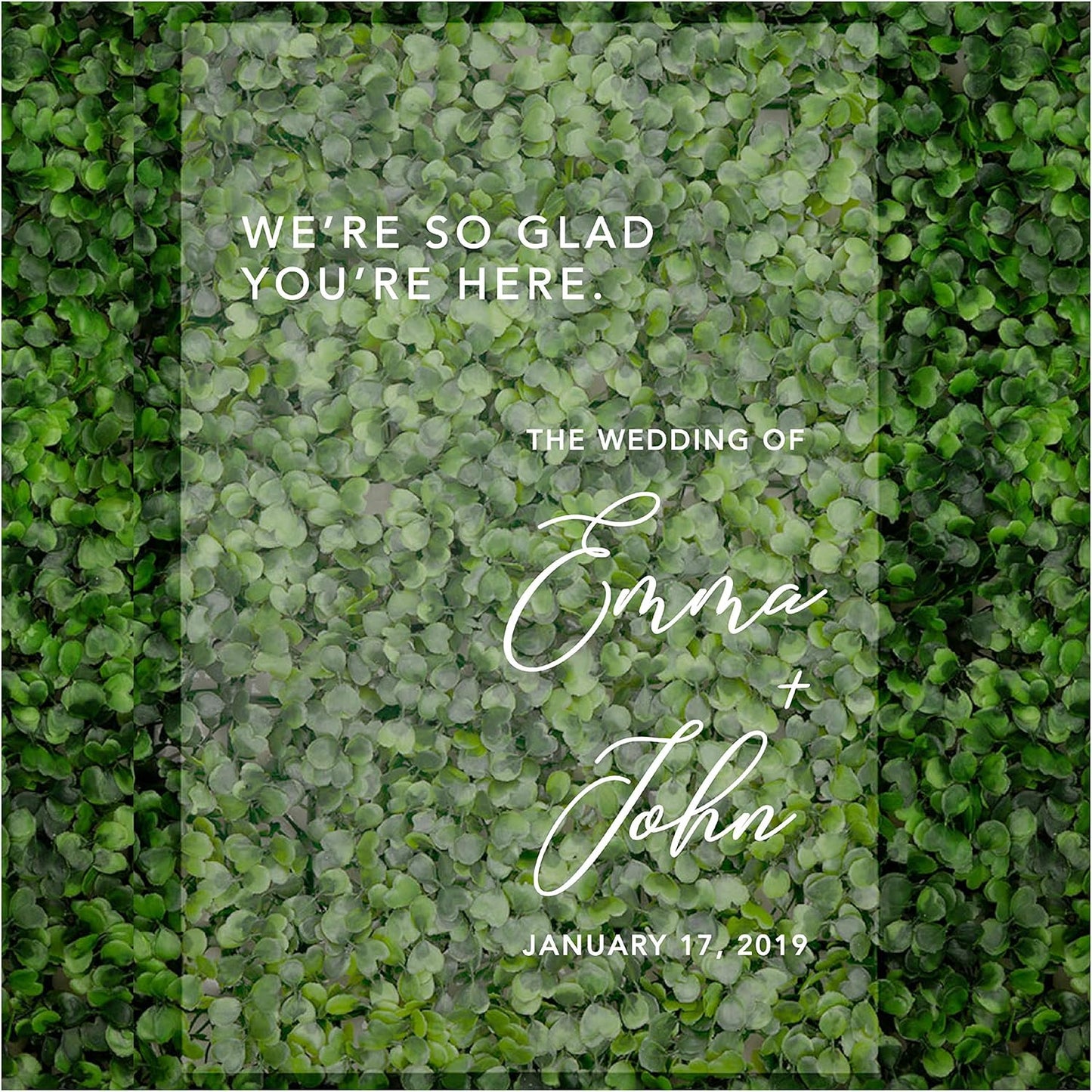 Andaz Press Custom Large Wedding Acrylic Sign, 16 X 24 Inches, So Glad You'Re Here, Personalized Sign, Welcome Sign For Modern Wedding Theme Wedding Welcome Sign