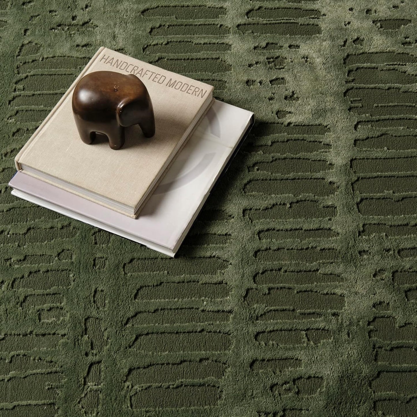 Revival Rugs Shell 6'7"x9' Washable Area Rug for Living Room Bedroom - 100% Recycled Oeko-TEX Certified, Medium Pile, Green