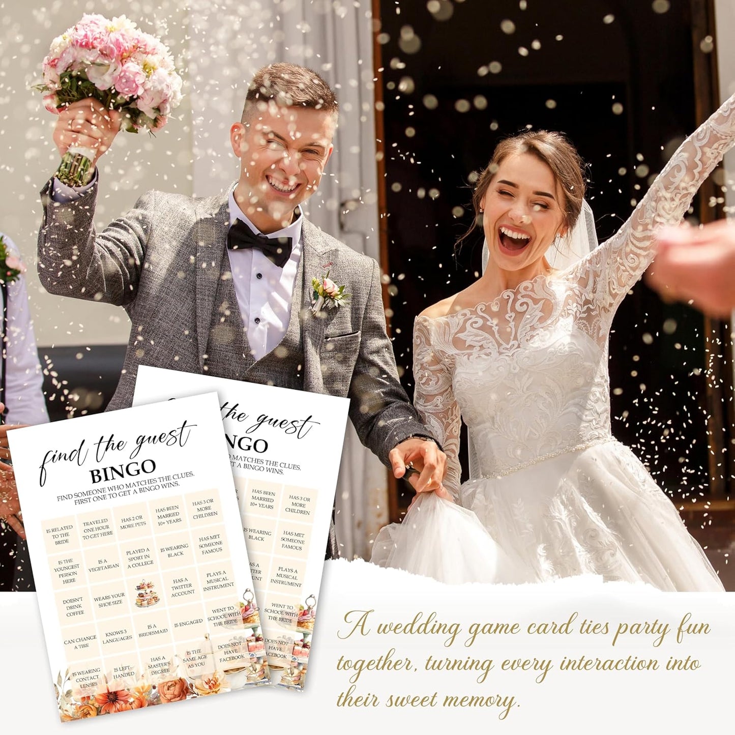 Fall Bridal Shower Games Cards, Find The Guest Bingo, Wedding Bachelorette Party Games, Fall in Love Bridal Shower Decorations, 25 Cards, G09