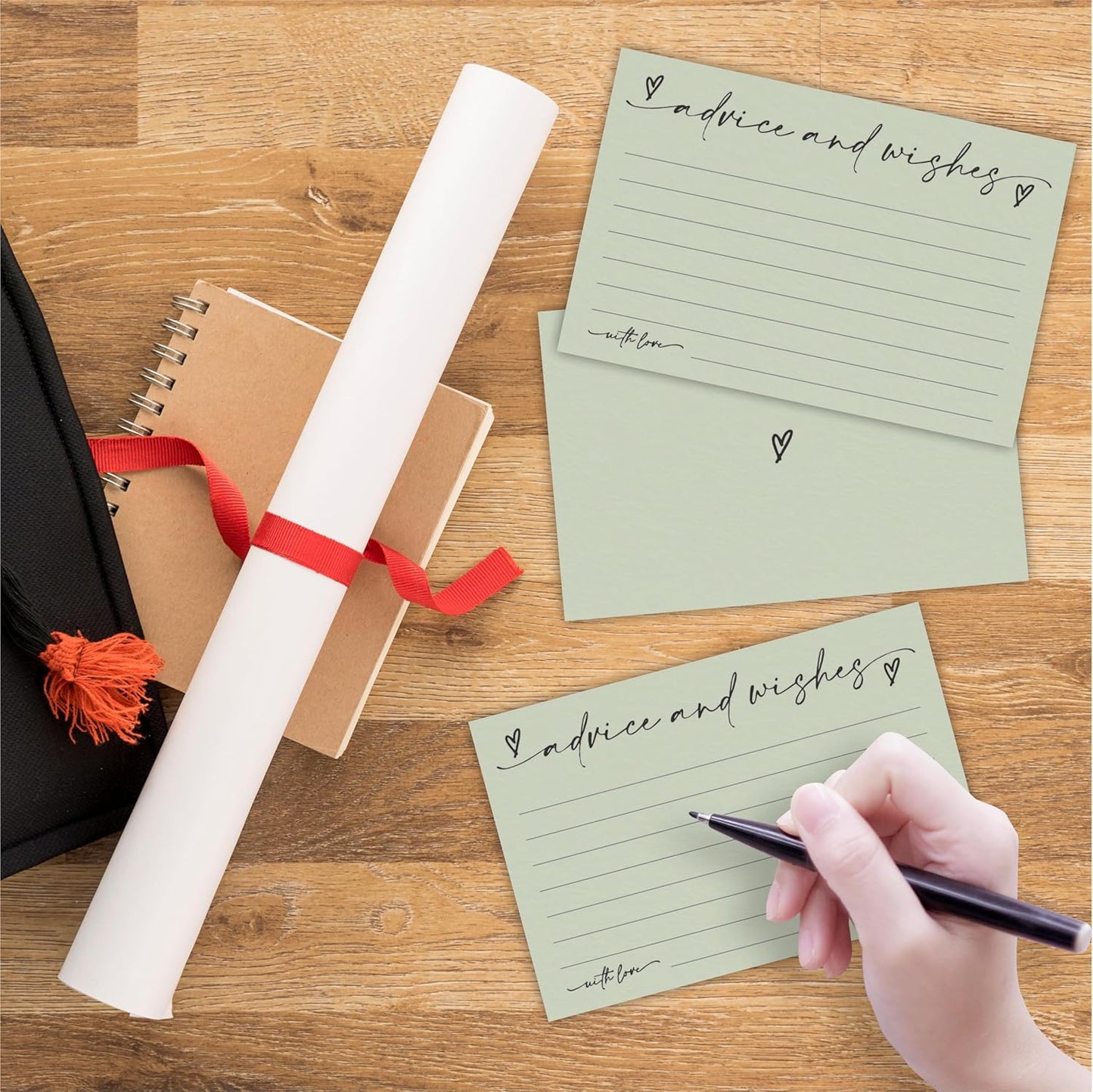 30 Advice & Wishes Cards - moss green - Double Sided Fill-In Advice Cards For Bridal, Wedding, Graduate Party, Mr & Mrs, Retirement, Baby Shower, Party Favor & Supplies - B01