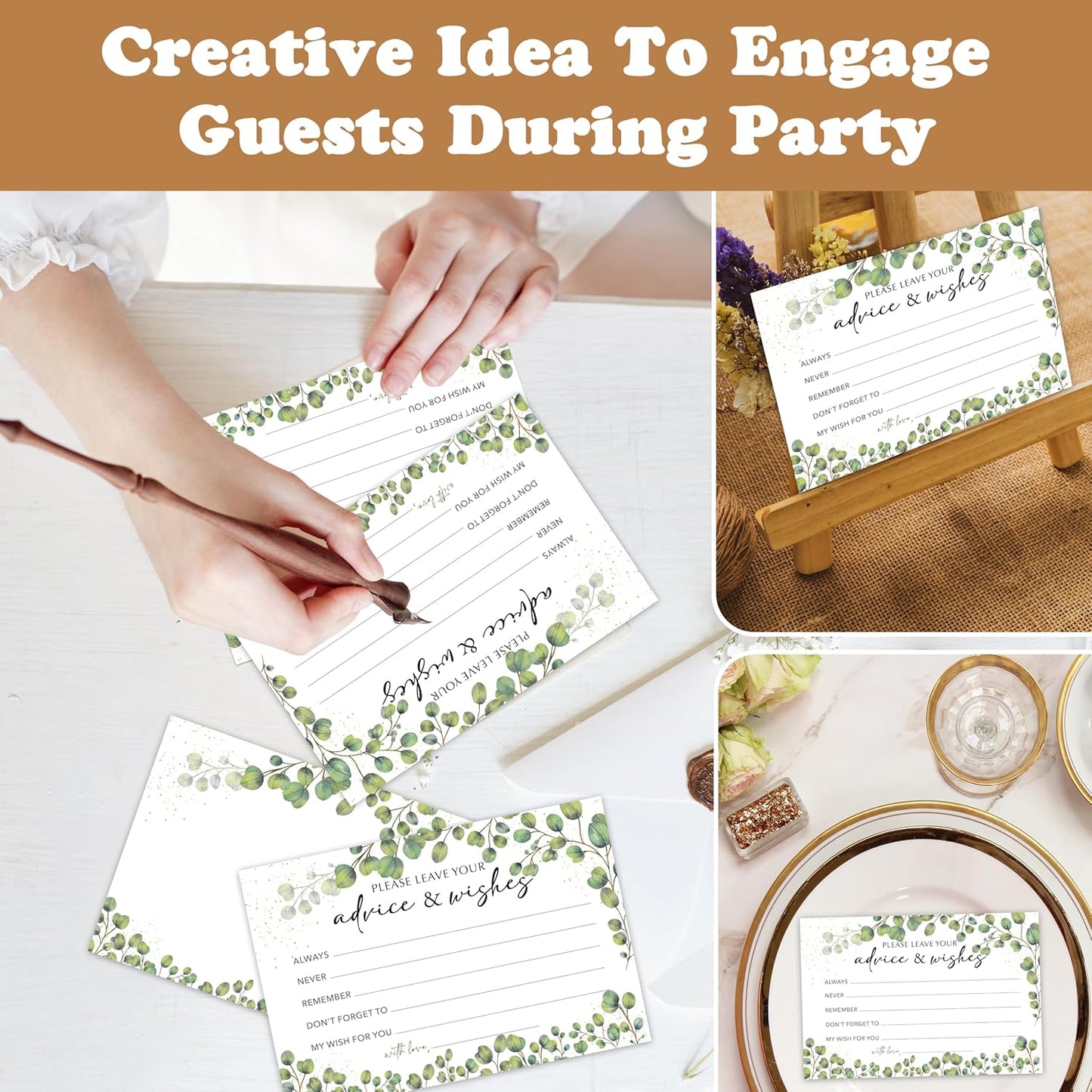 Advice And Wishes Cards (25pcs), Leaf Theme Advice Cards For Mr And Mrs, Bride And Groom, New Parents, Bridal Shower, Baby Shower, Engagement, Wedding, Bachelorette Party Games Decor -A02