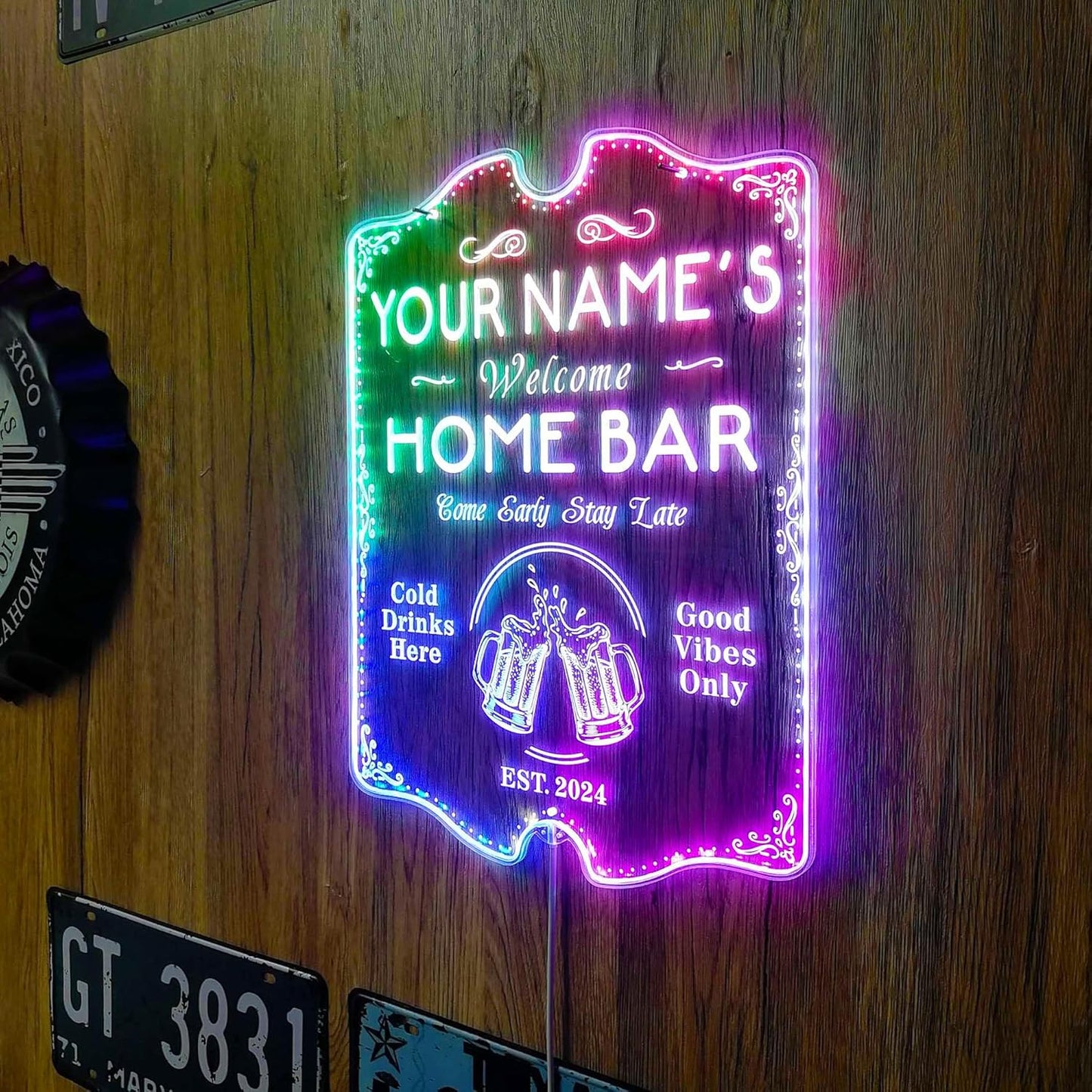 ADVPRO Personalized Your Name Home Bar RGB Dynamic Glam LED Sign - Cut-to-Edge Shape - Smart 3D Decoration - Multicolor Signage st06s43-fnd-p11b-tm-c