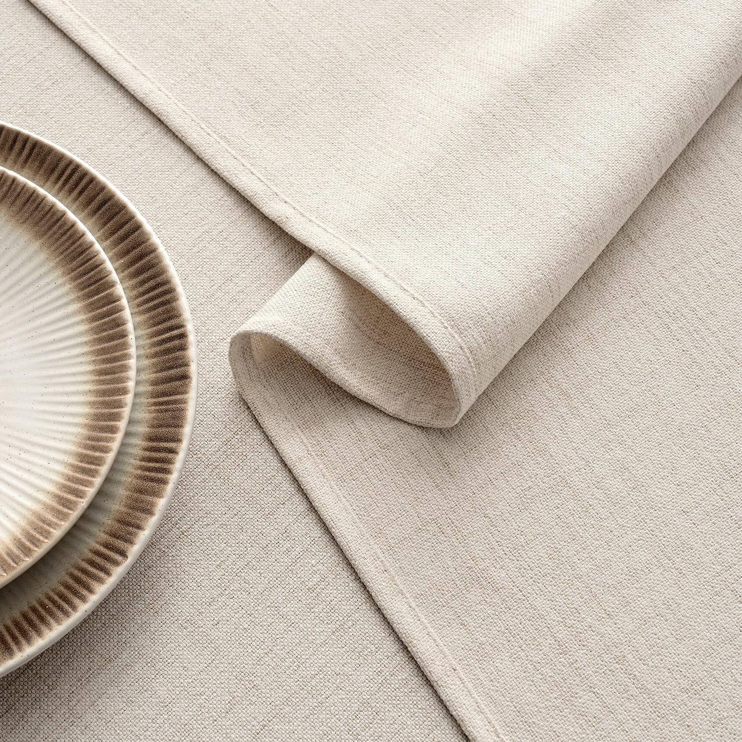 MIULEE Grayish White Linen Tablecloth 60x104 Inch Rectangle Table Cloth Waterproof,Stain Resistant & Wrinkle Resistant for Dining Party Wedding