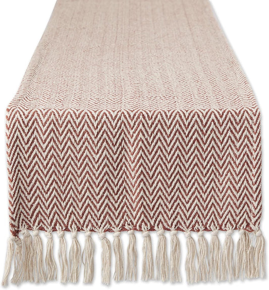 DII Woven Basic Tabletop Collection Chevron Table Runner, 15x72, Cinnamon